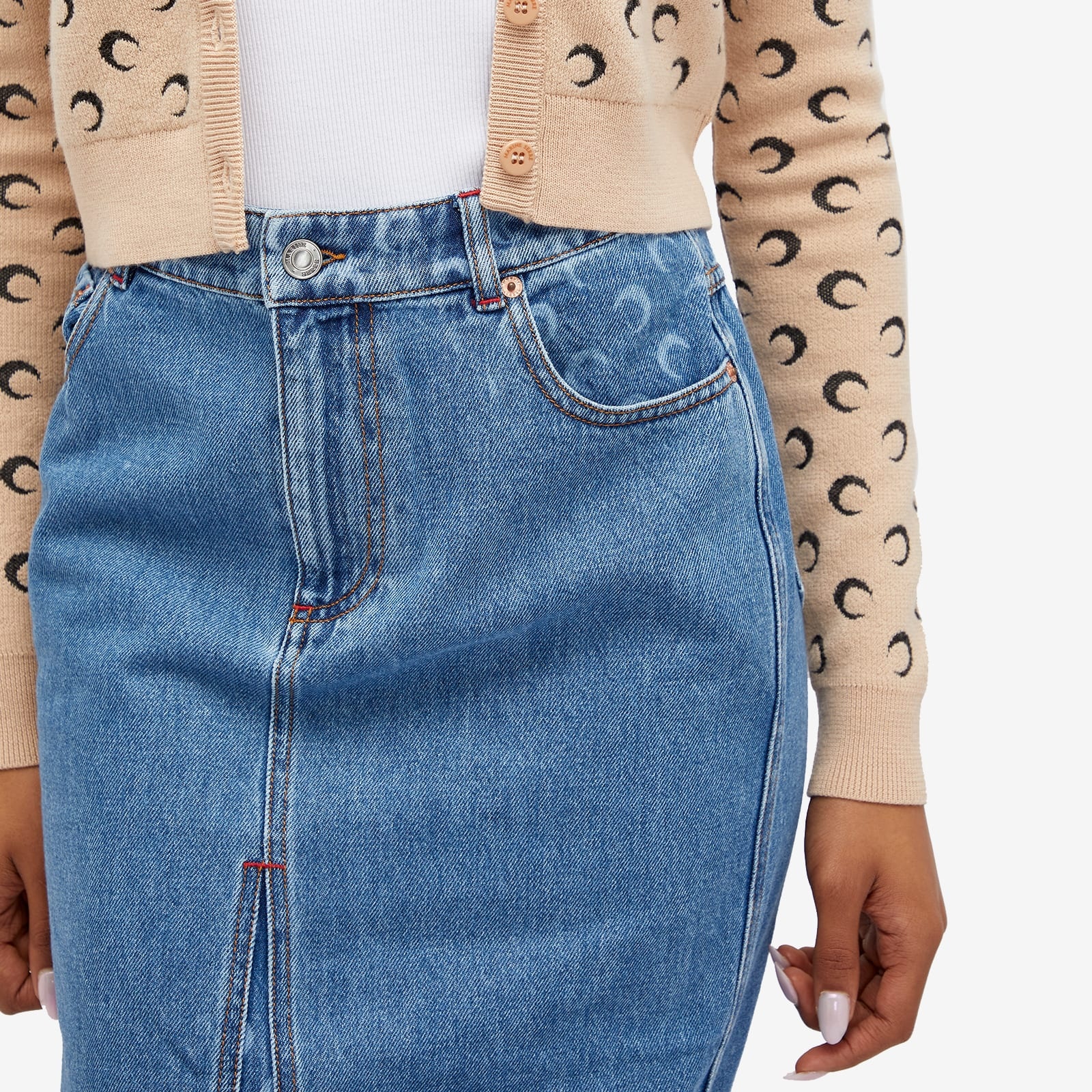 スカート MARINE SERRE MOON LASERED DENIM SKIRT LONG Moon Laser Denim Long Skirt • Marine Serre