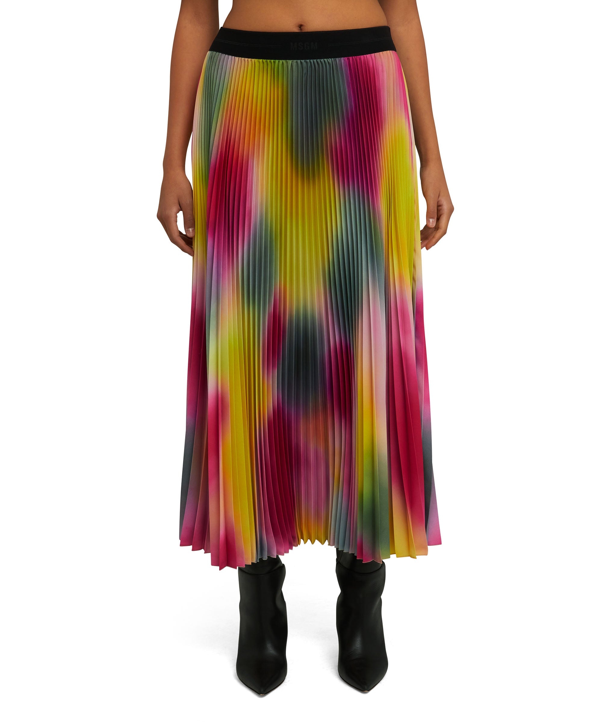 Pleated midi skirt with tie dye print - 2