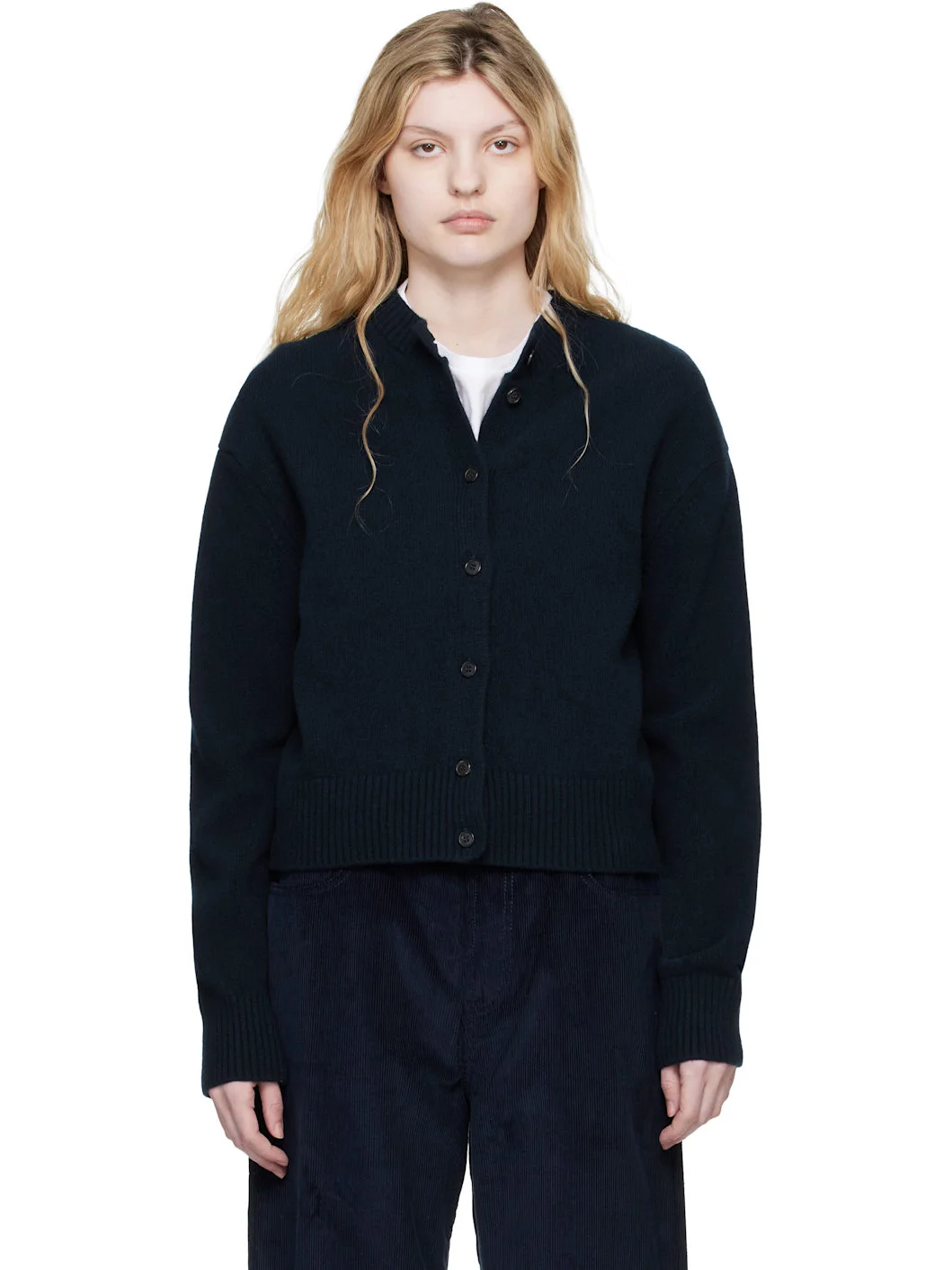 Navy Short Boiled Cardigan - 1