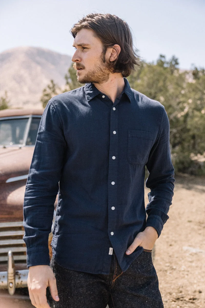 The Ripper Double Gauze Organic Cotton Shirt - Navy - 1