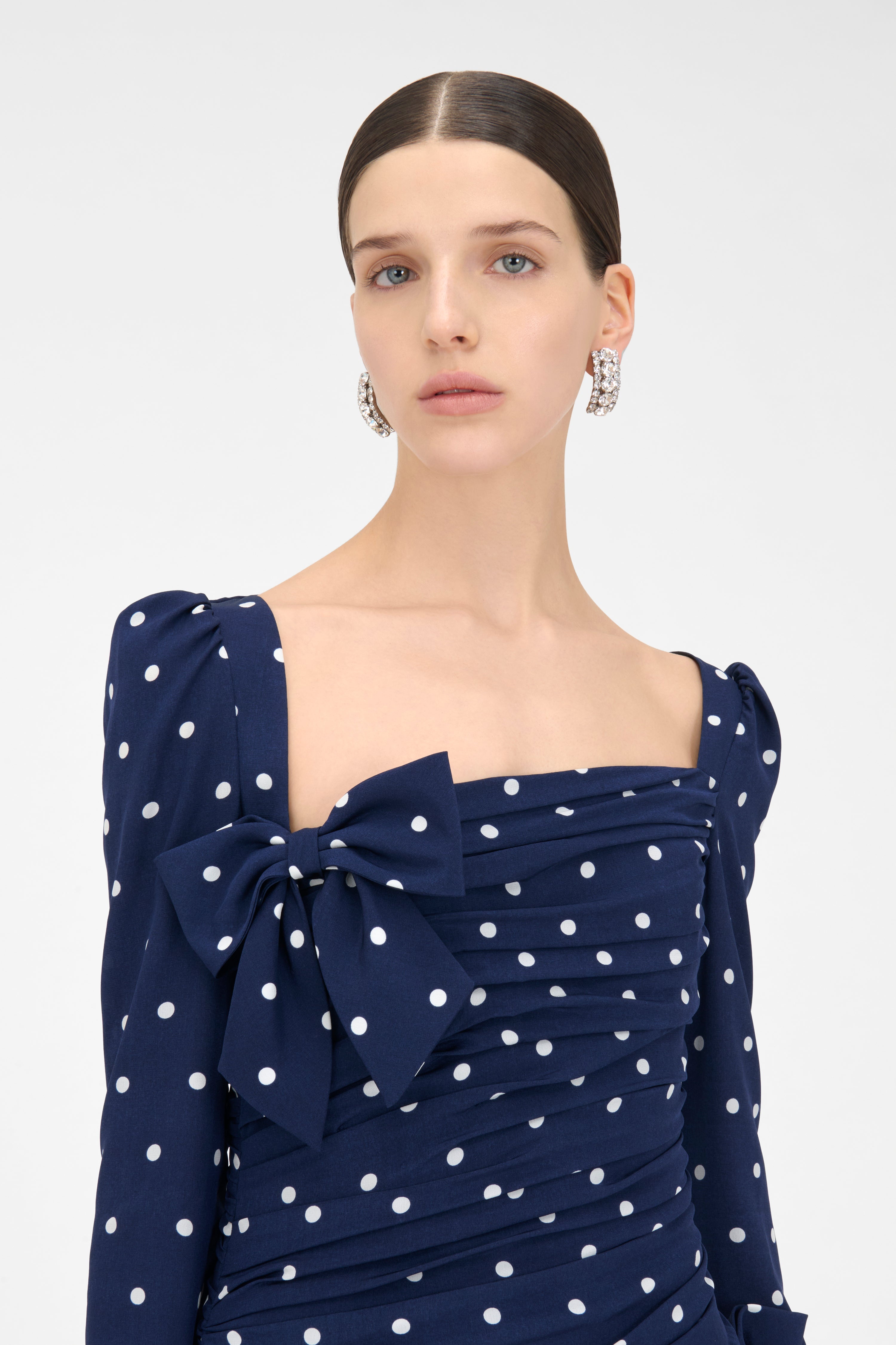 POLKA DOT DRAPED MINI DRESS - 7