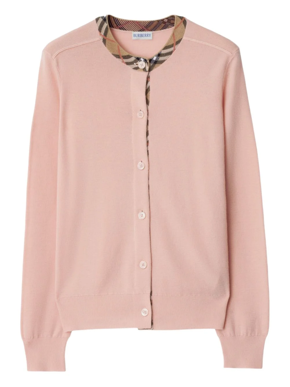 check-trimmed cardigan - 1