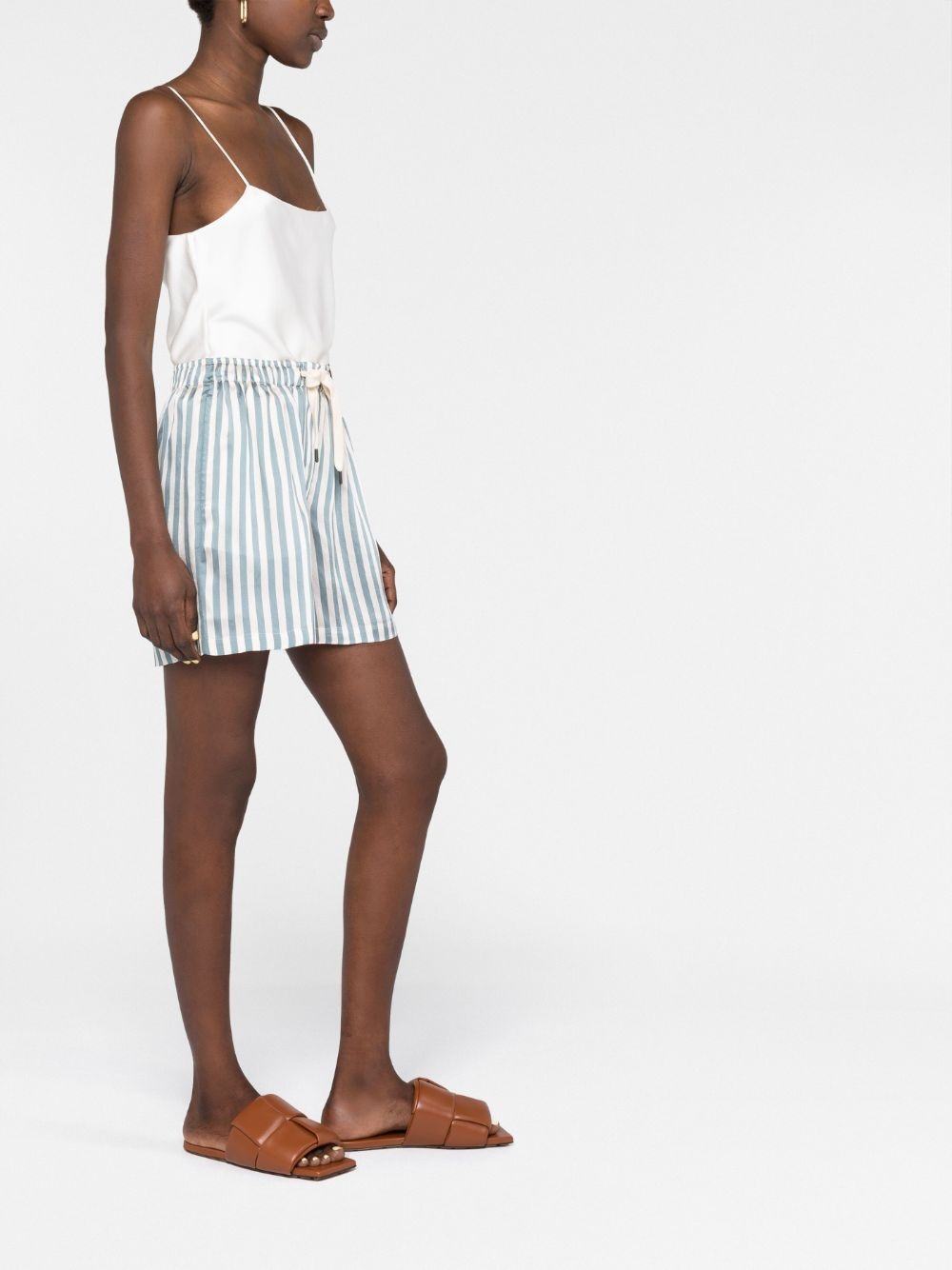 striped drawstring-waist shorts - 6