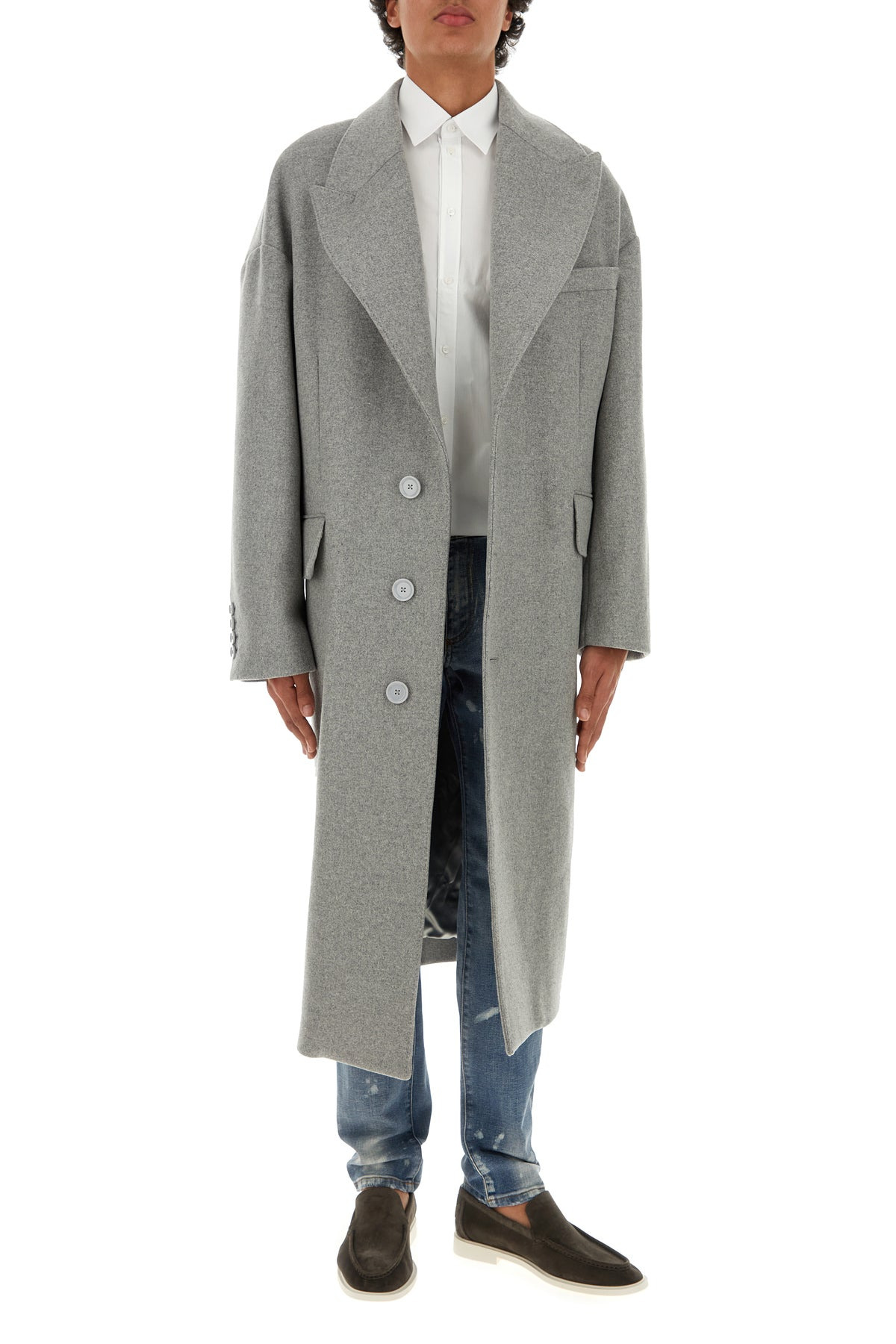 Grey wool blend coat - 6
