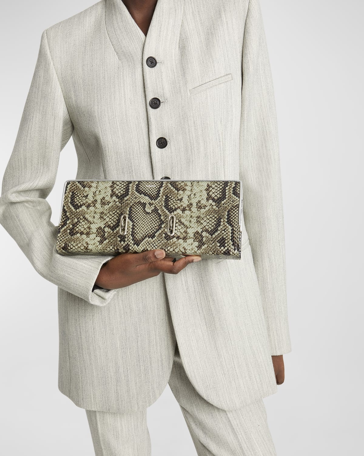 Binder Python-Print Leather Clutch Bag - 5