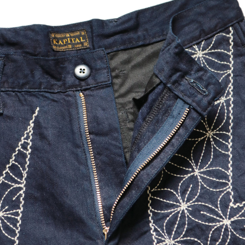 8oz DENIM SHORT PANTS (THUNDER SASHIKO) - INDIGO 3