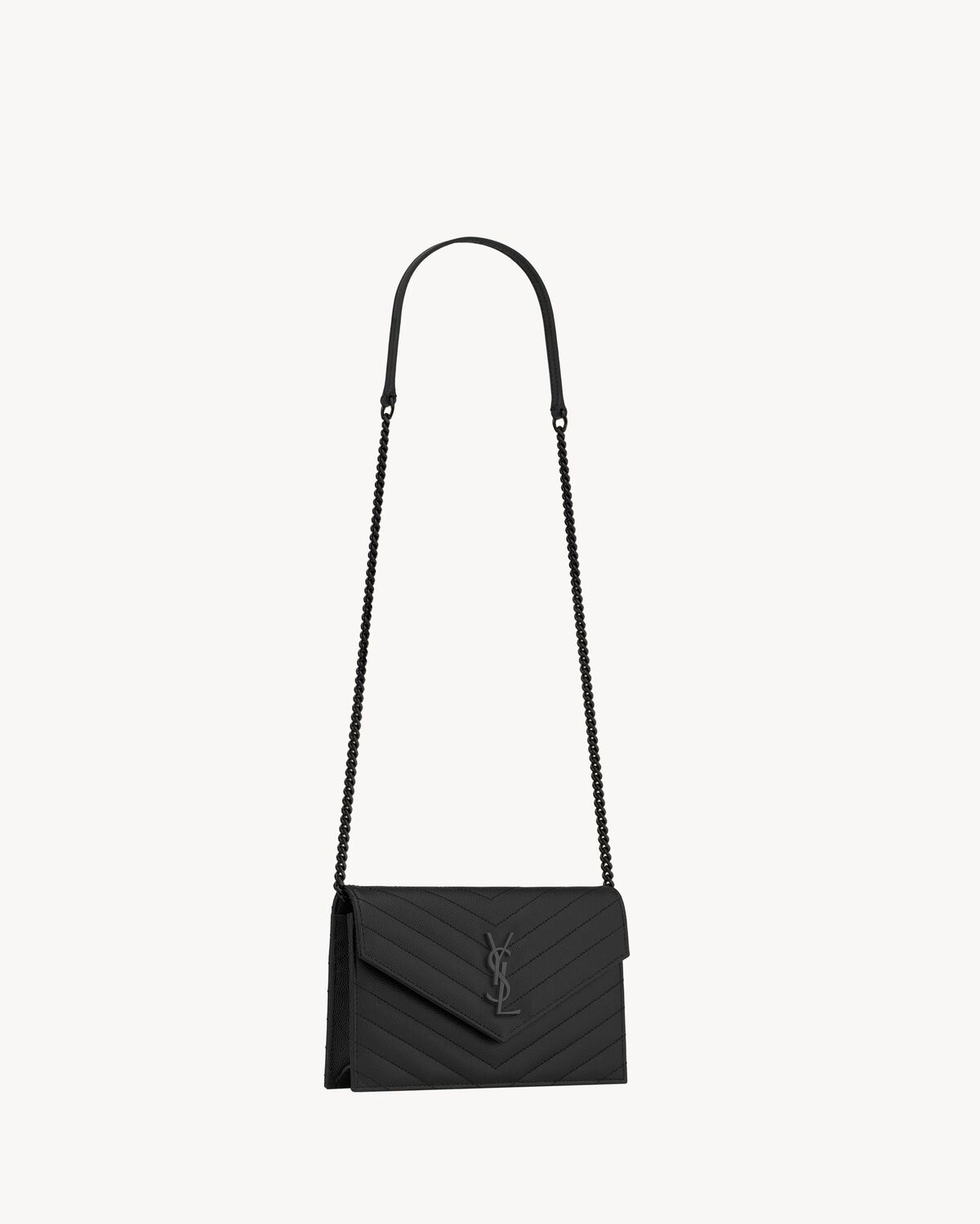 CASSANDRE ENVELOPE CHAIN WALLET IN GRAIN DE POUDRE LEATHER - 6