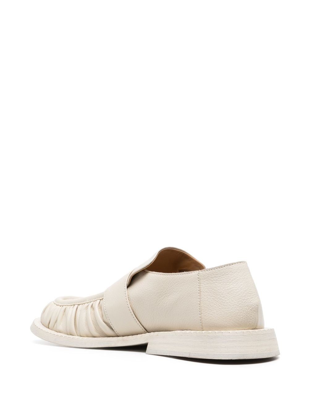 round-toe ruched leather loafers - 3