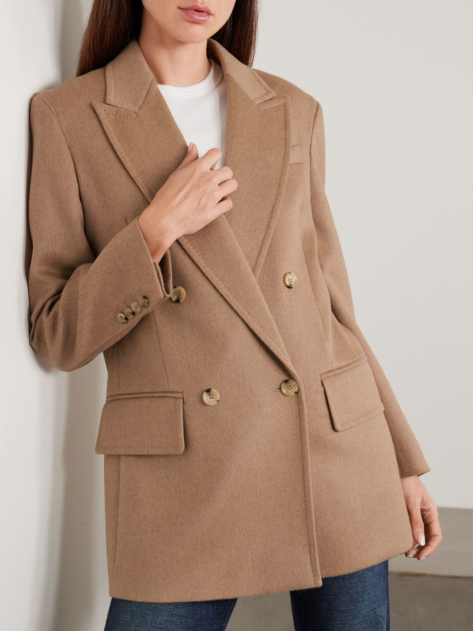 Olimpia double-breasted camel hair blazer Camel - 3