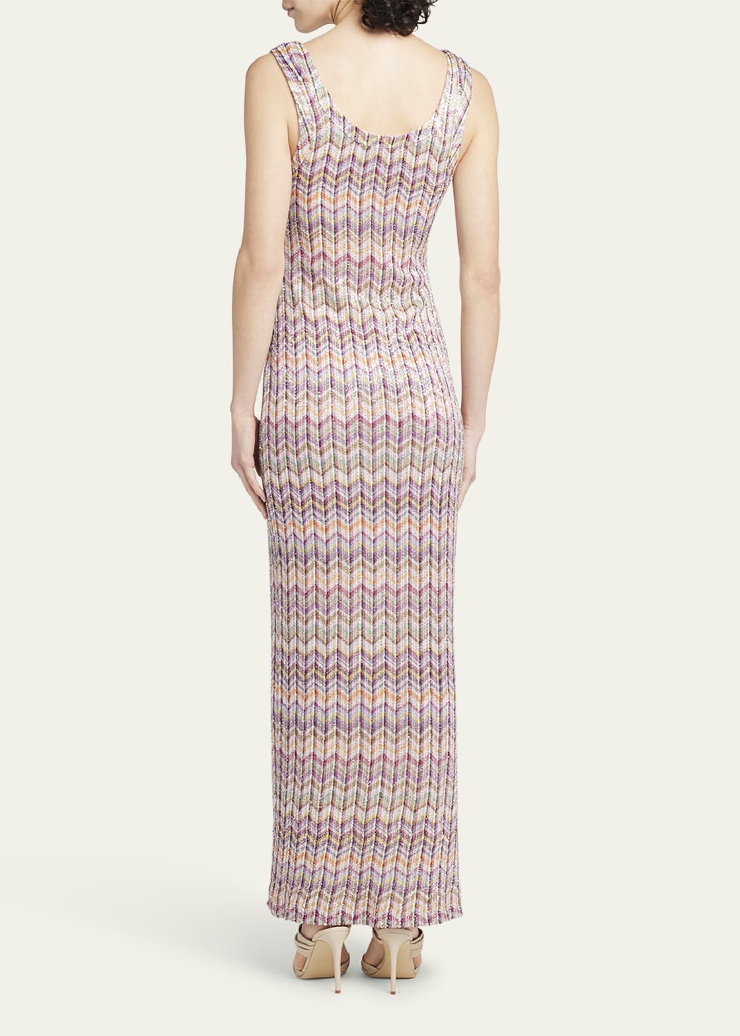 Sequined Chevron Maxi Dress - 3