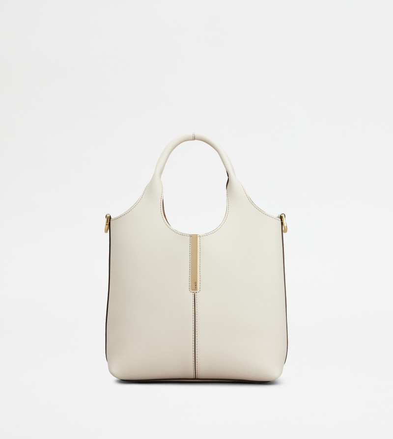 TOTE SHOPPING BAG IN LEATHER MINI - WHITE 1