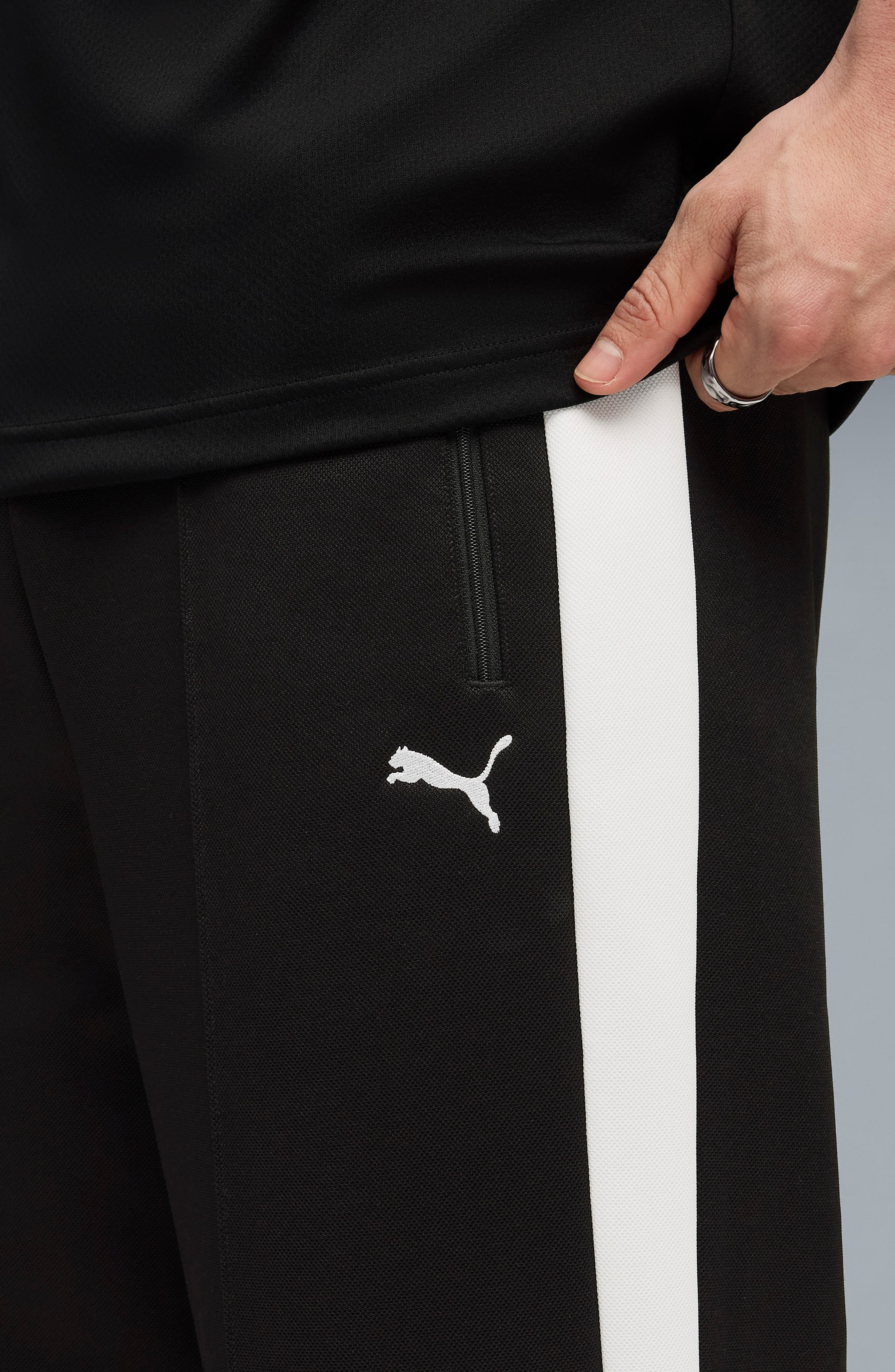 PUMA T7 Wide Leg Track Pants in Puma Black at Nordstrom - 7
