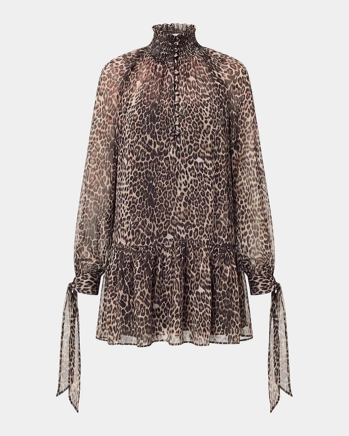 Eliza Leopard-Print Georgette Mini Dress - 1