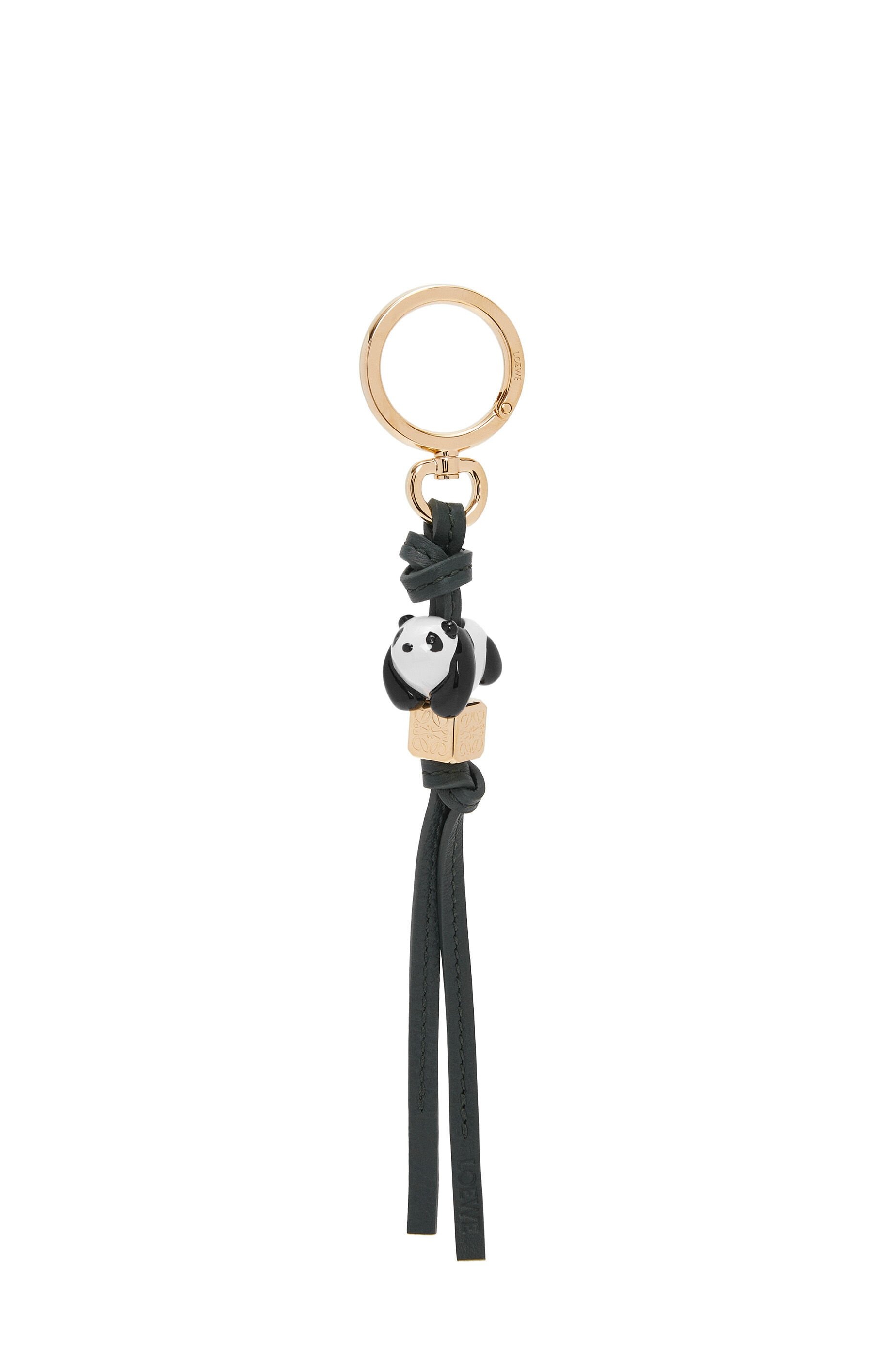 Panda dice charm in calfskin and brass - 1