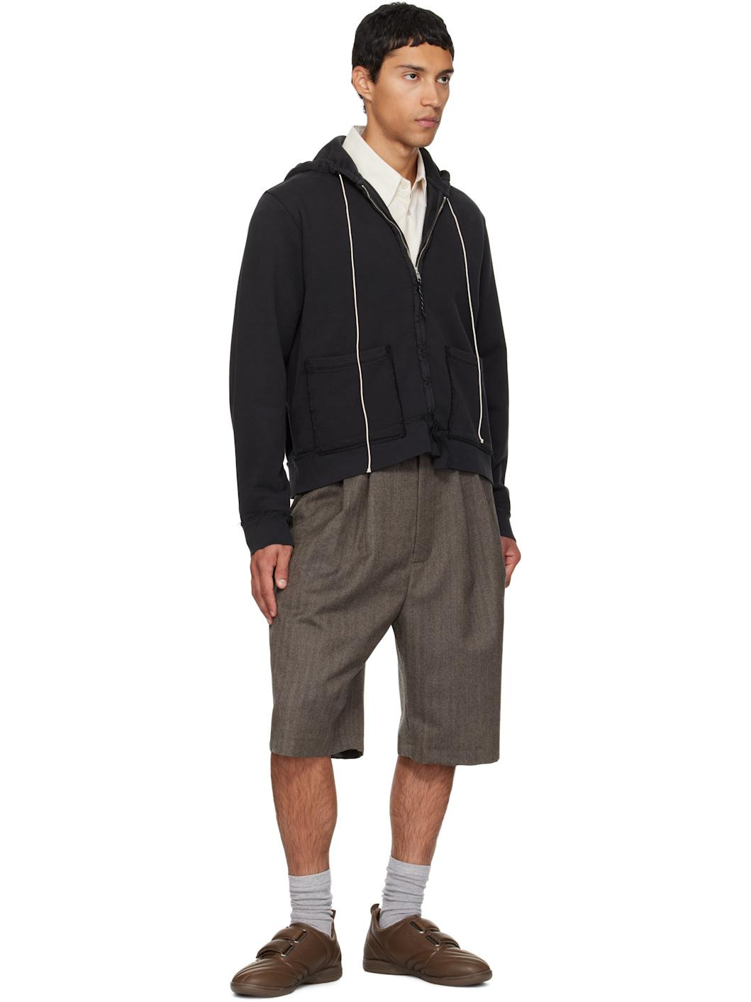 Brown Slim Suit Shorts - 4