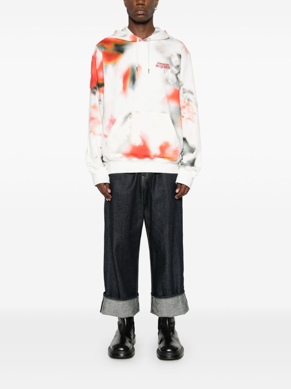 logo-embroidered tie-dye hoodie - 2