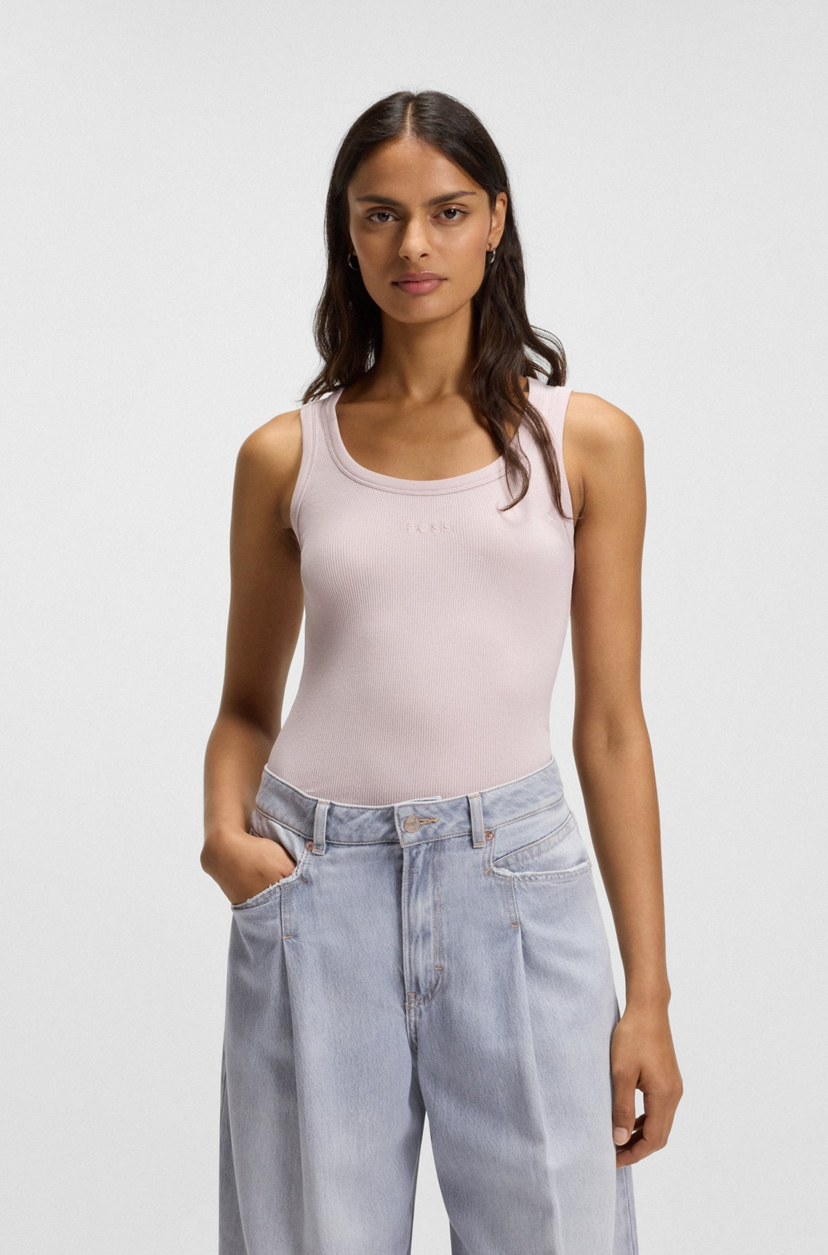 STRETCH-COTTON SLIM-FIT TOP WITH RIBBED STRUCTURE - 2