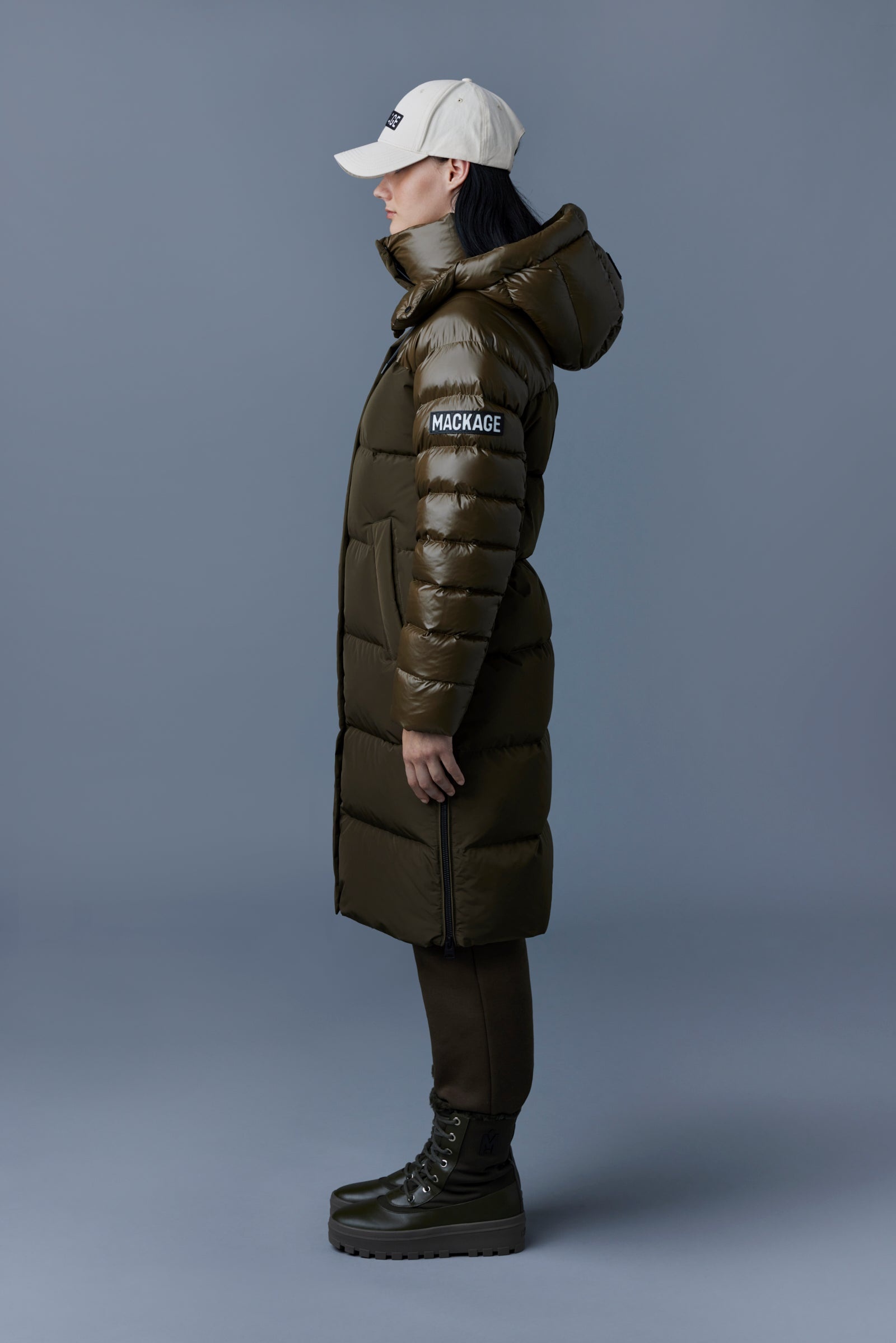 KAZ mixed-media down jacket with removable hood - 3