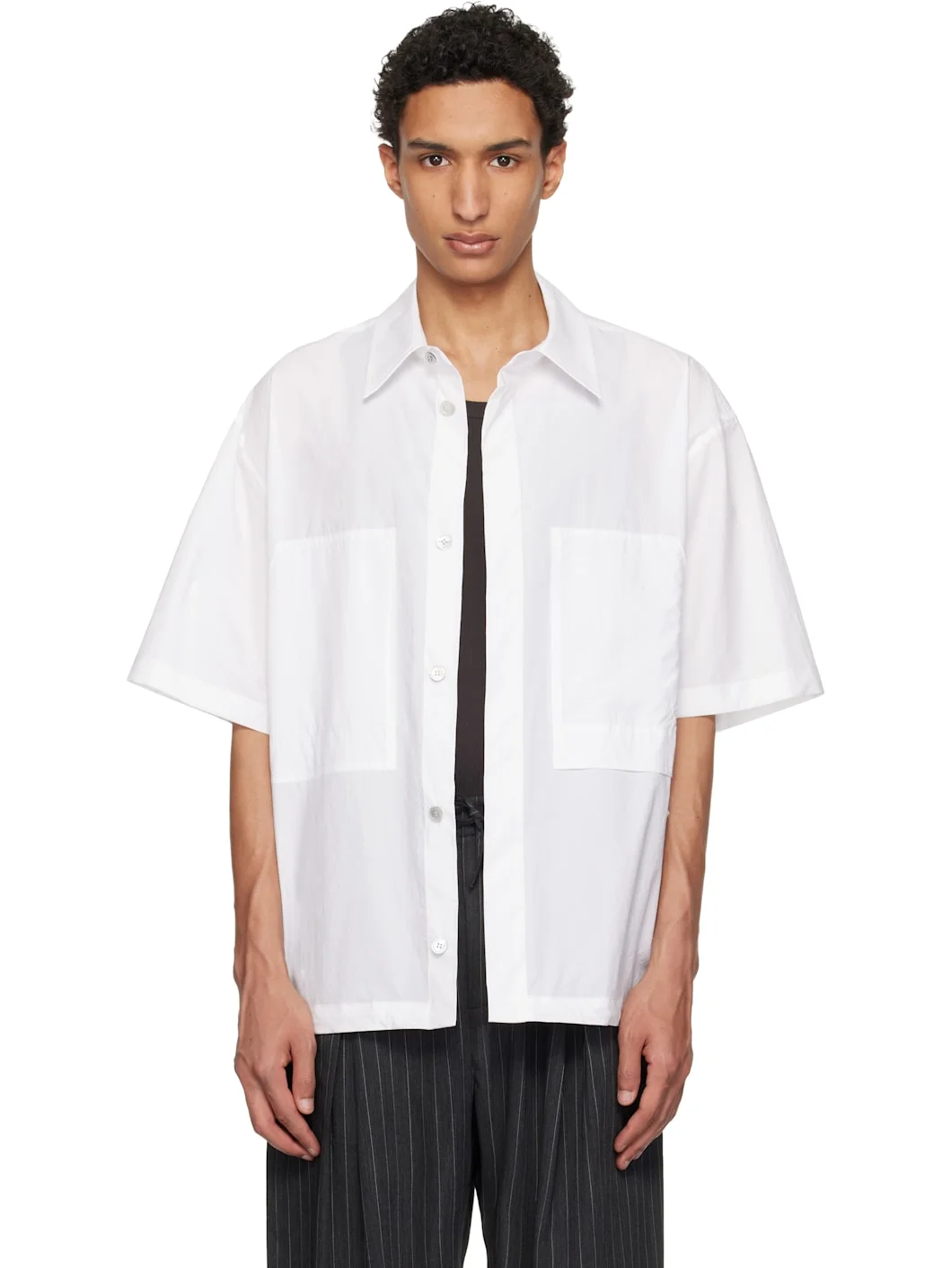 White Short Sleeve Cotton Shirt - 1