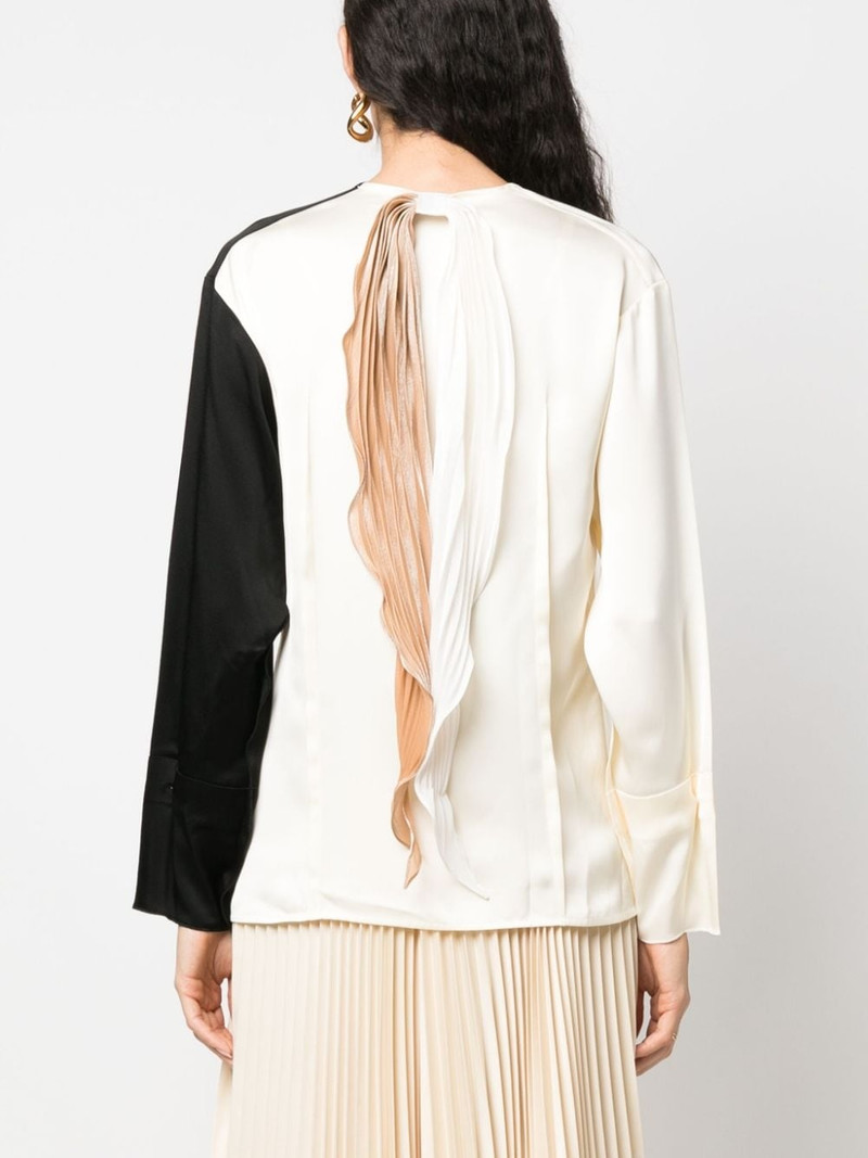 colour-block V-neck blouse 4
