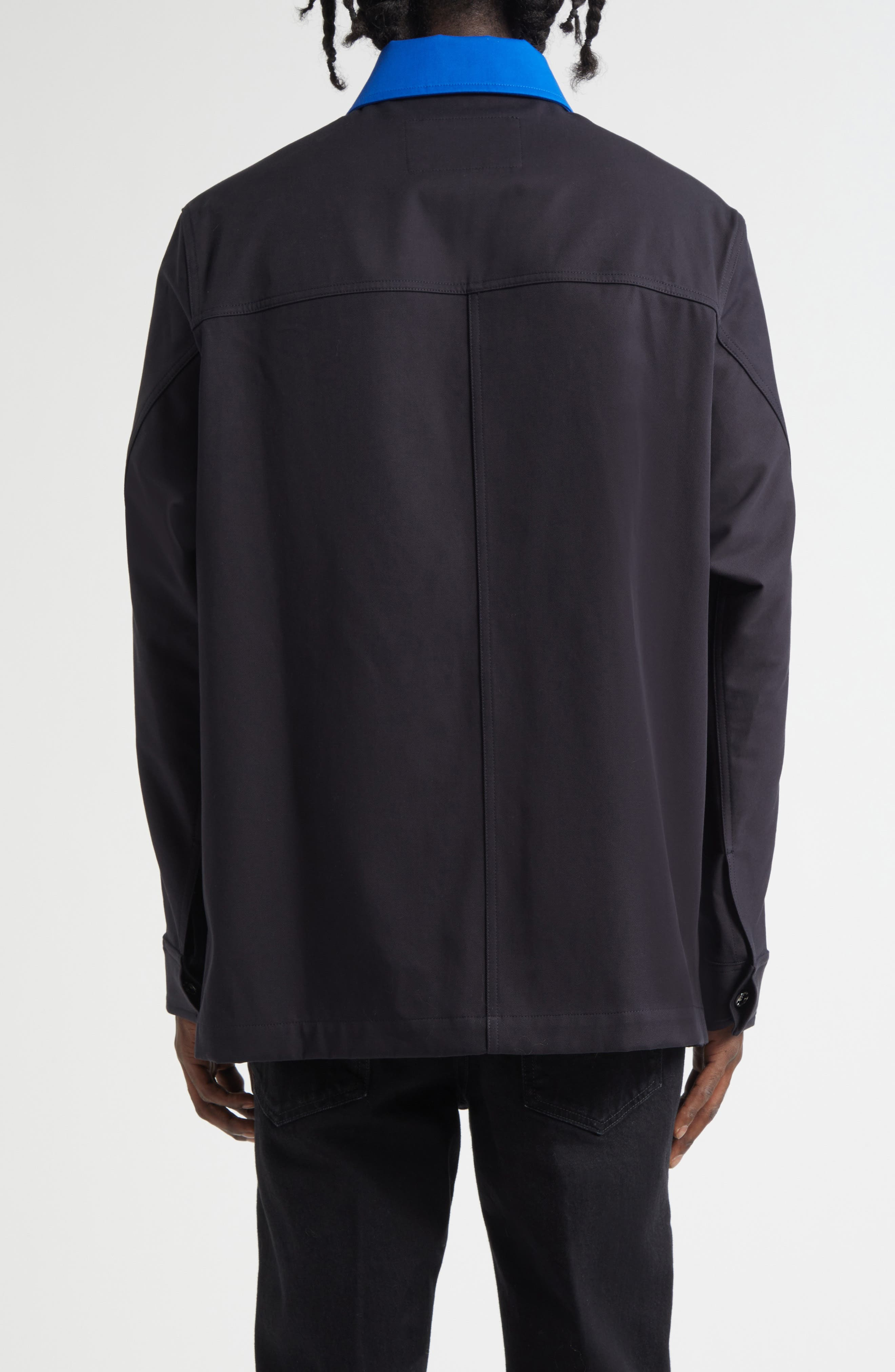 Givenchy Paris Embroidered Cotton Button-Up Overshirt in Dark Blue at Nordstrom - 3