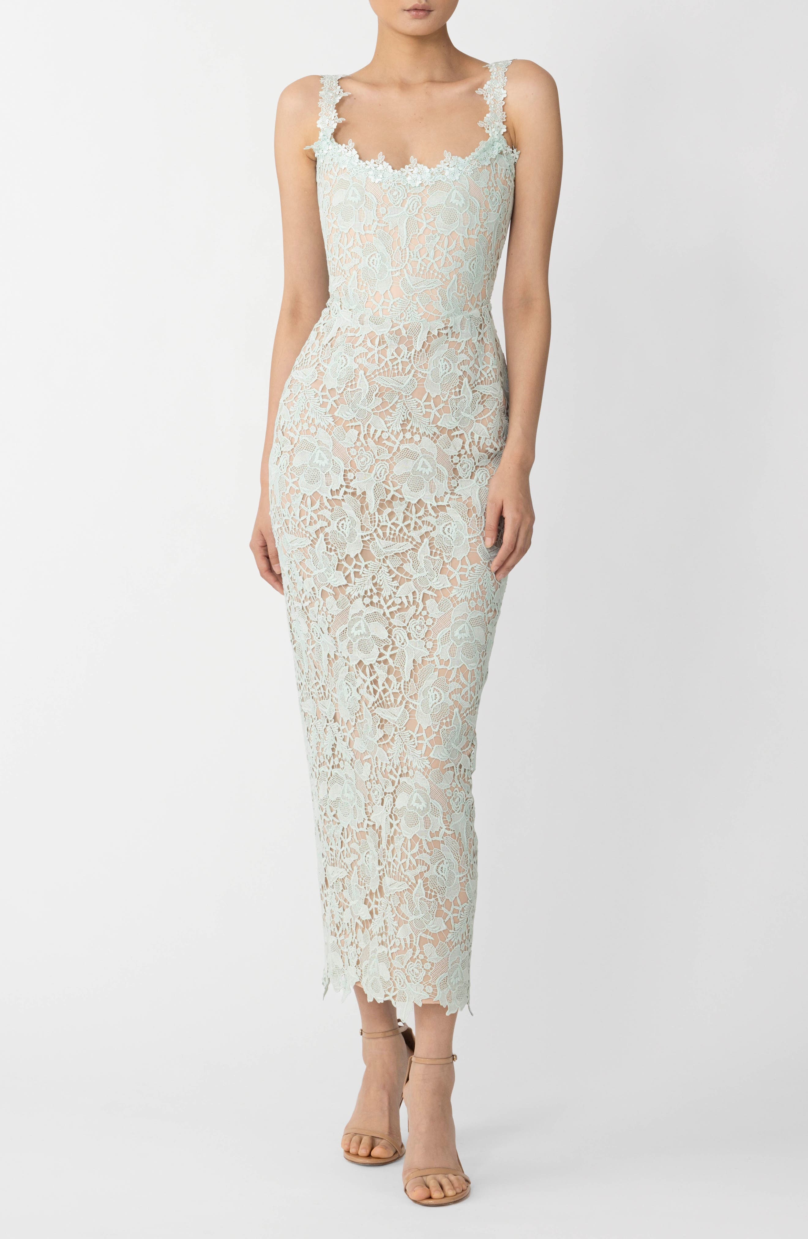 SAU LEE Coraline Floral Lace Cocktail Dress in Seafoam at Nordstrom - 4
