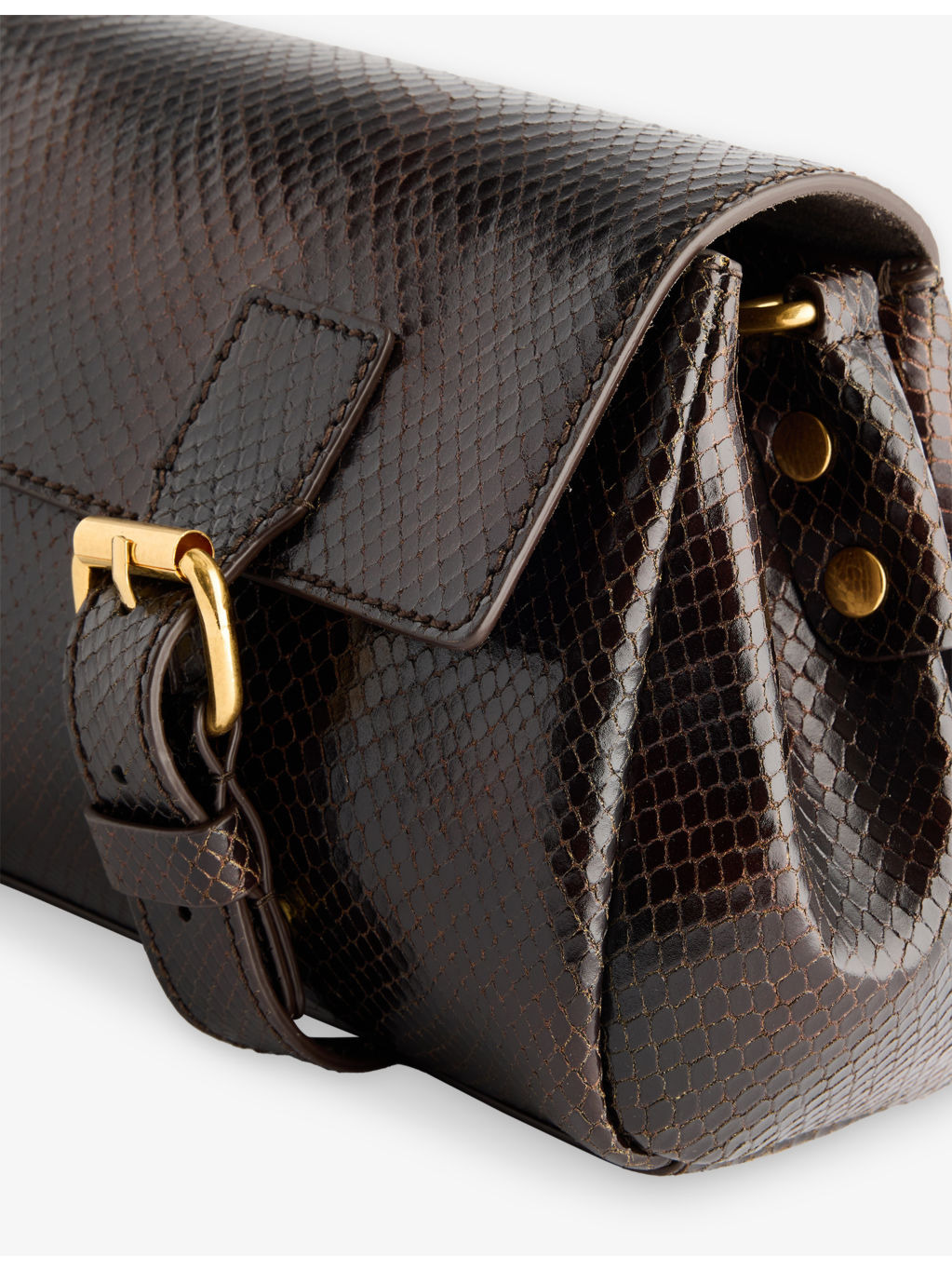 Snake-Effect Leather Satchel - 4