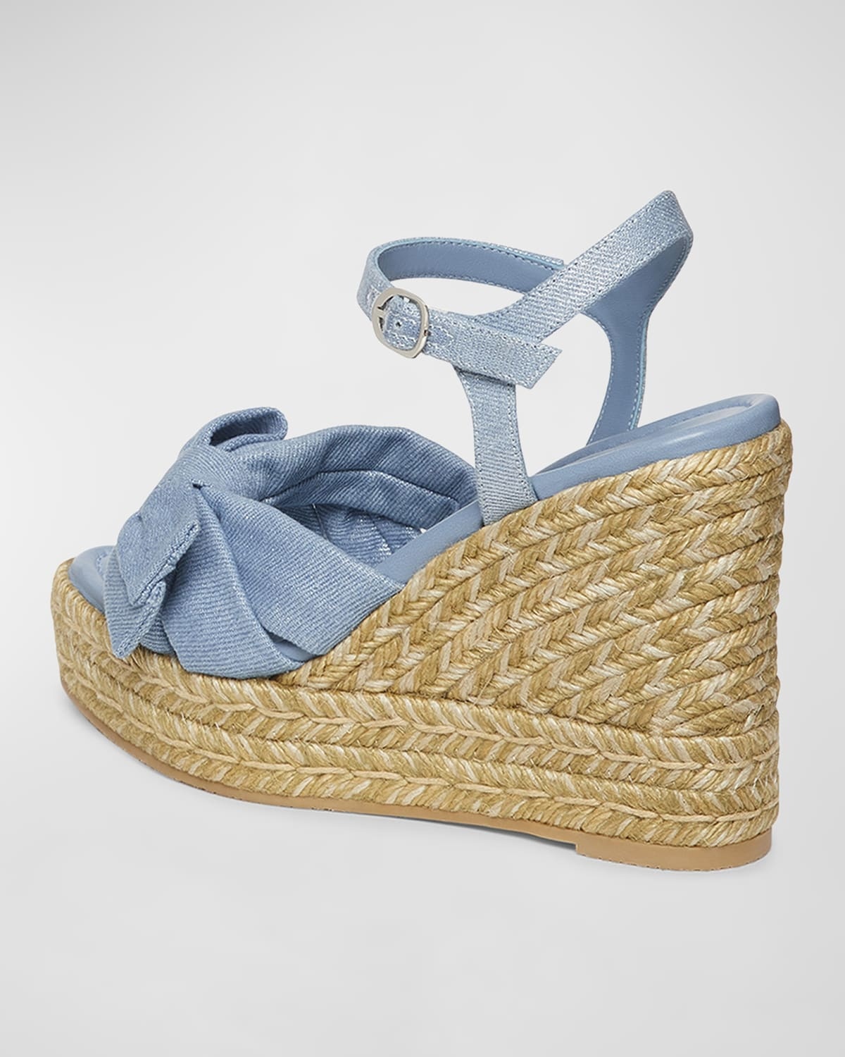 Sofia Denim Bow Wedge Espadrille Sandals - 4