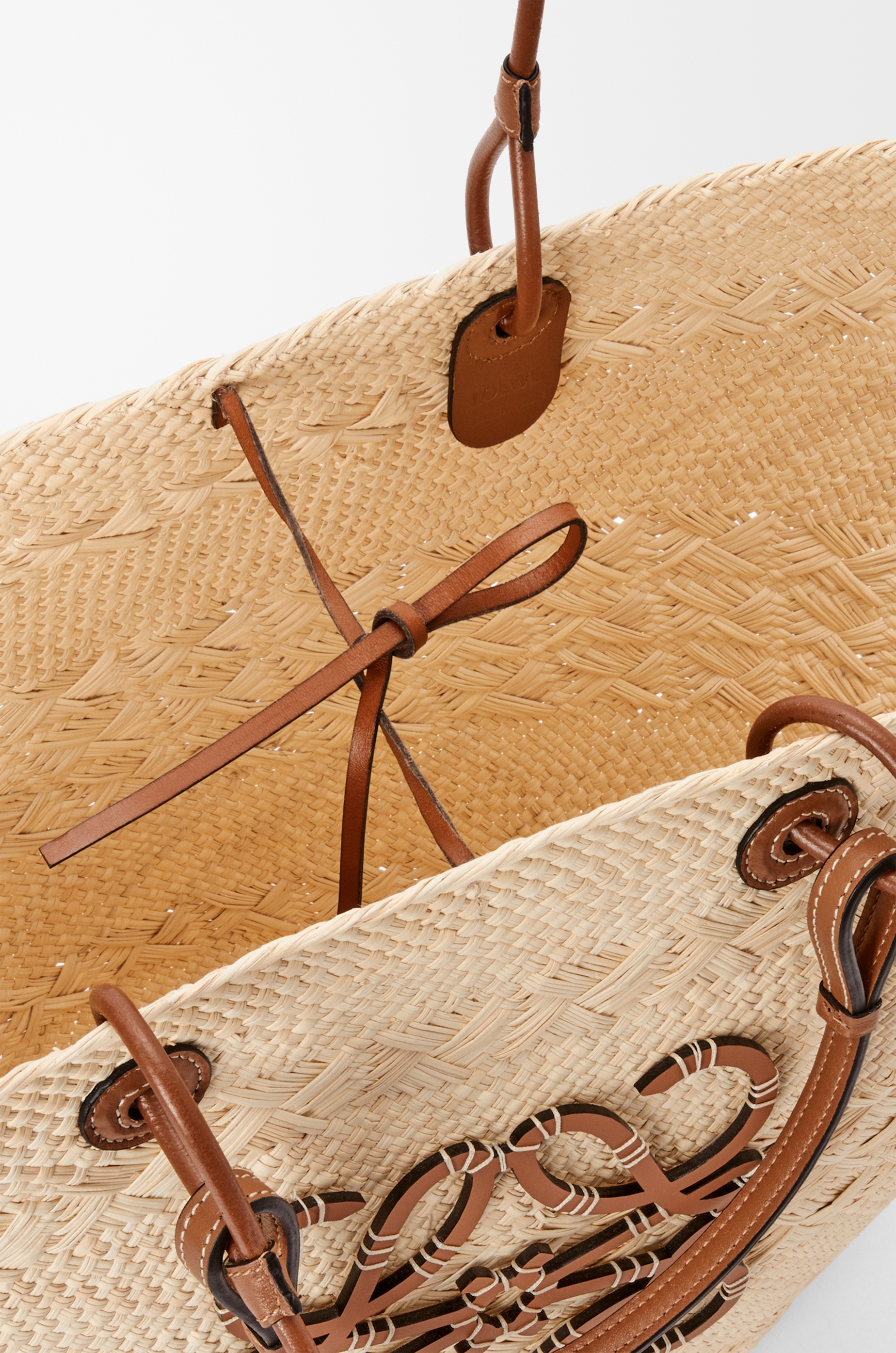 Large Anagram Basket bag in iraca palm and calfskin - 6