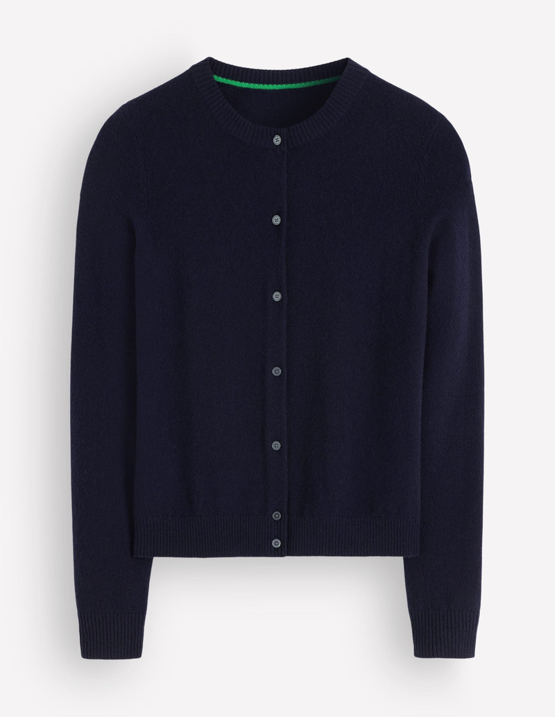 Elsie Cashmere Crew Cardigan-Navy - 1