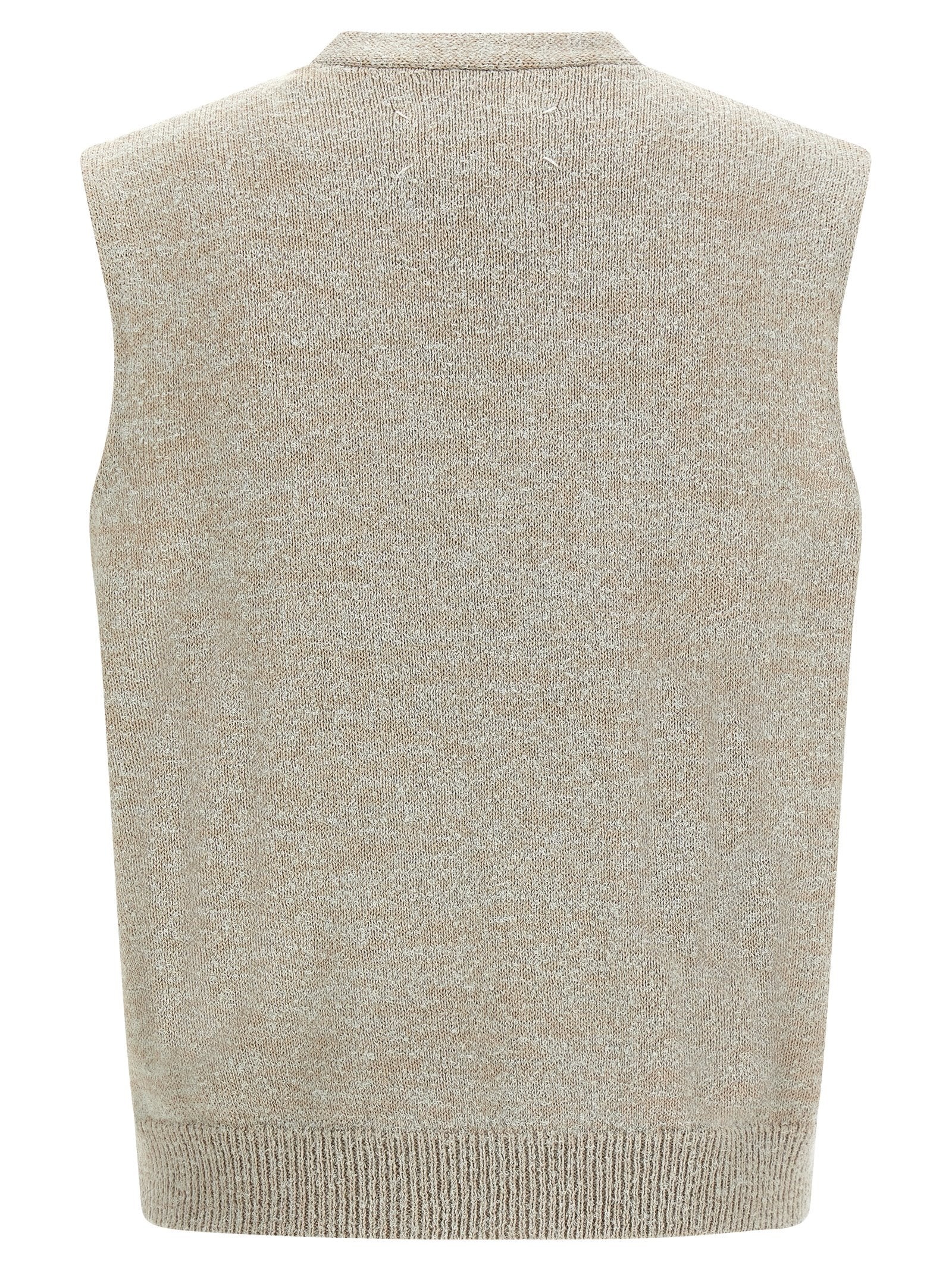 Bouclé Knit Vest Gilet Beige - 2
