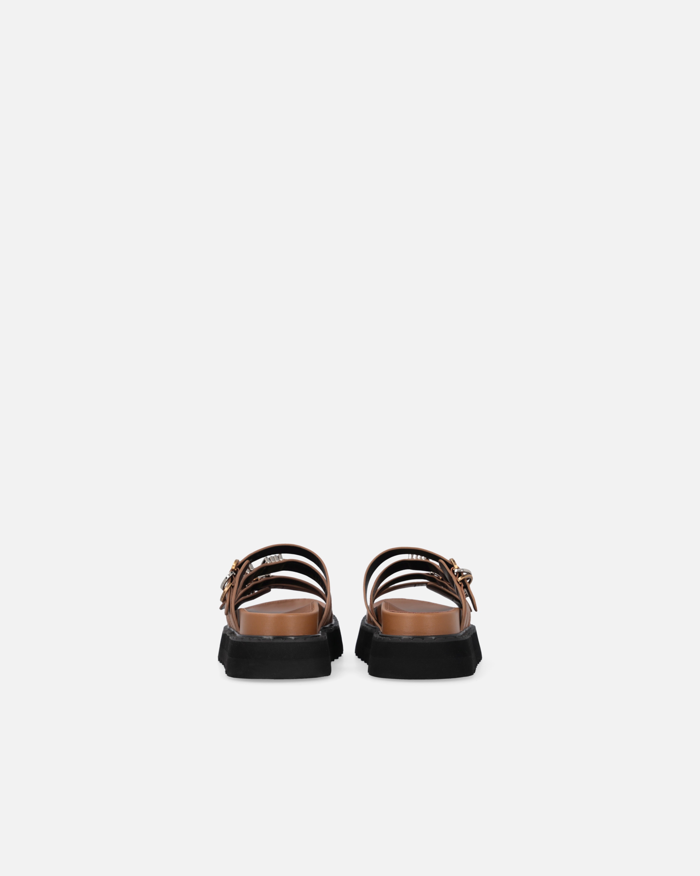 LEATHER SLIP-ONS WITH WEDGE AND STRAPS - 8