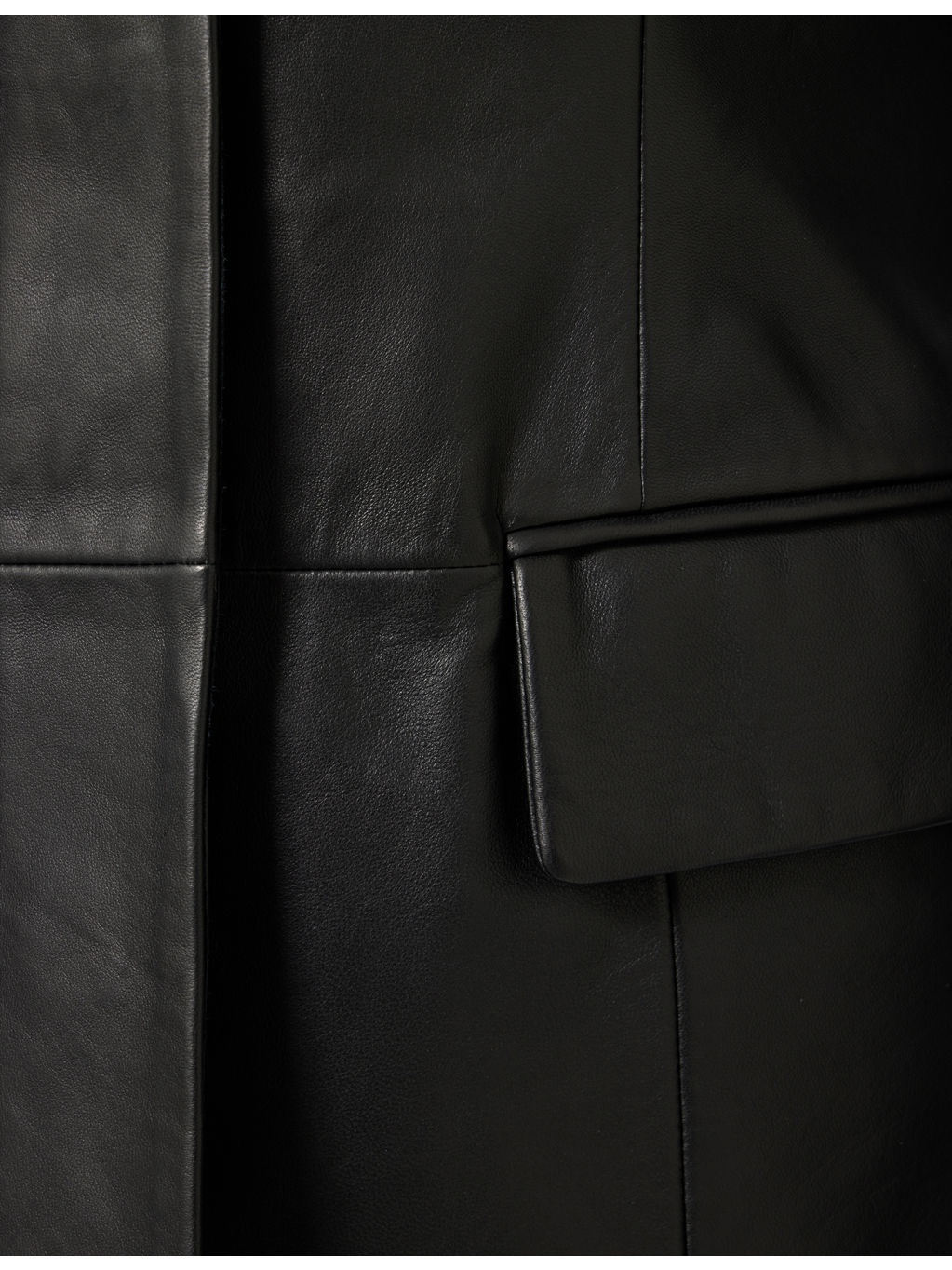 Collar-Less Long Leather Jacket - 6
