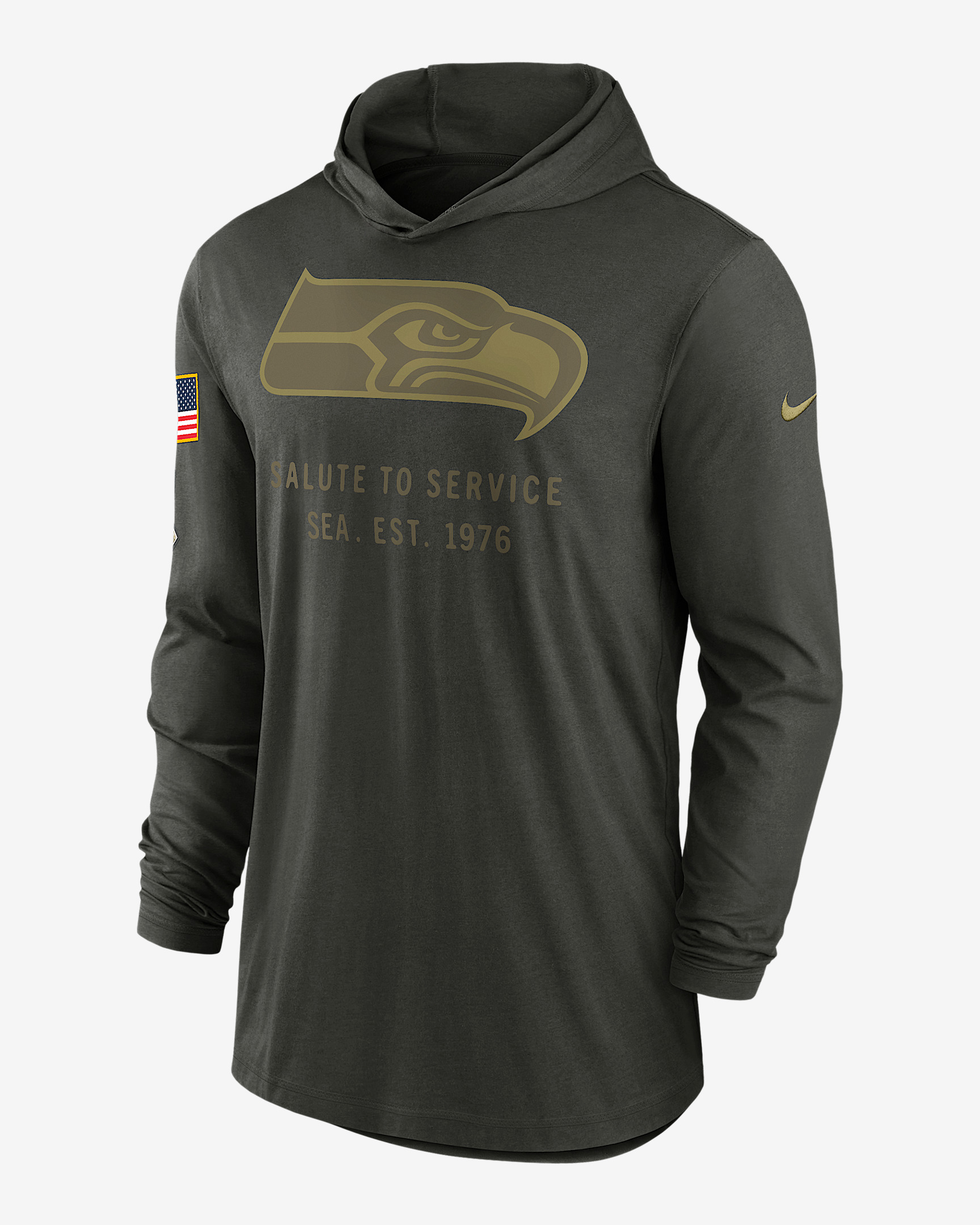 Seattle Seahawks Salute to Service Sideline Men’s Nike Dri-FIT NFL Long-Sleeve Hooded Top - 1