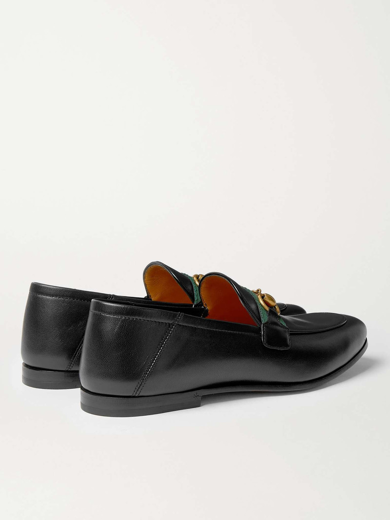 Brixton Webbing-Trimmed Horsebit Collapsible-Heel Leather Loafers 5