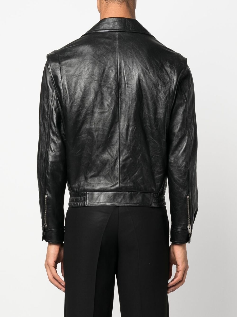 crinkled-effect leather jacket - 4
