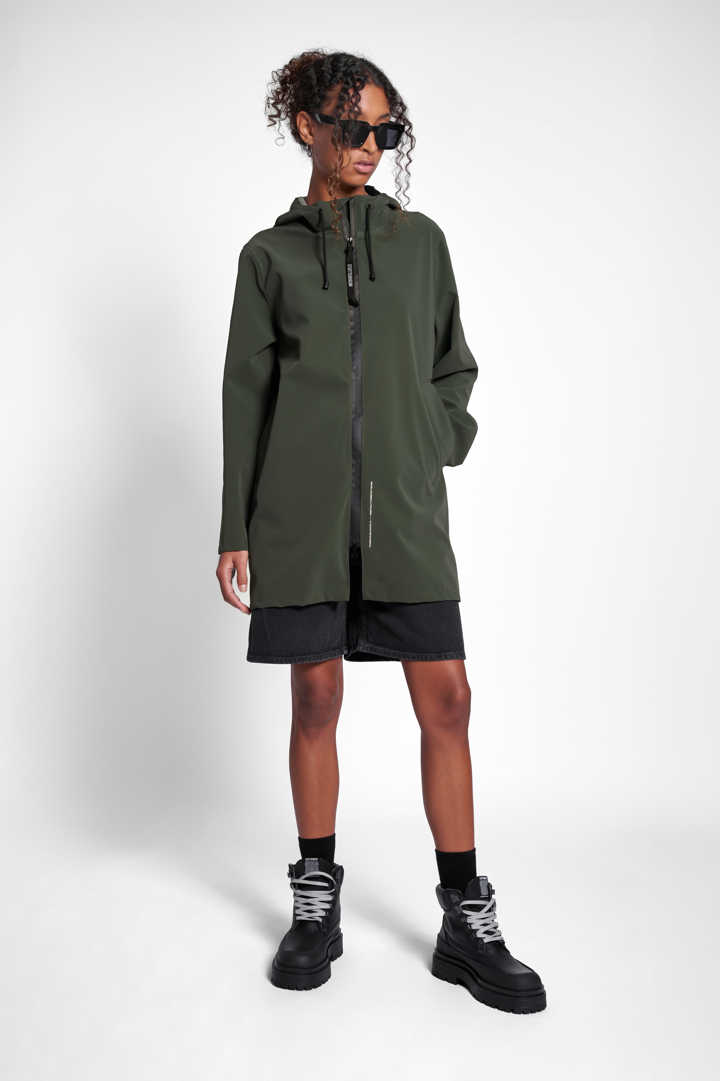 Stockholm Lightweight Matte Zip Raincoat Green - 2