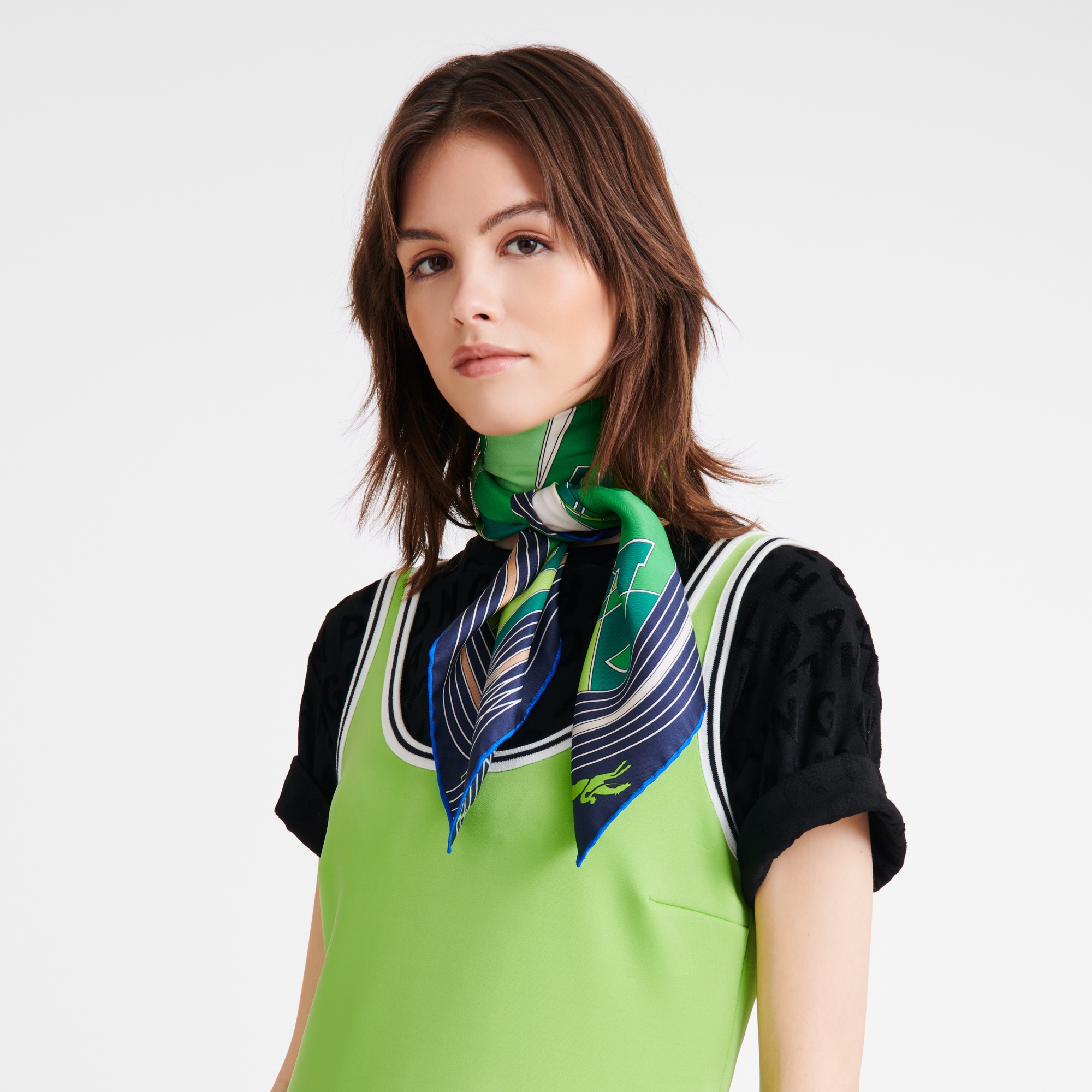 Longchamp League Silk scarf 90 Green - OTHER - 2