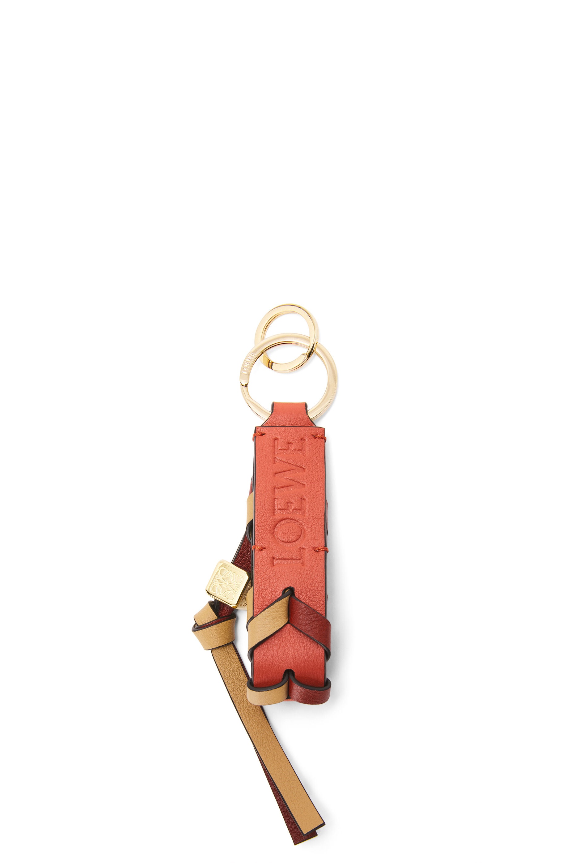 Braided strap keyring in calfskin and brass - 2