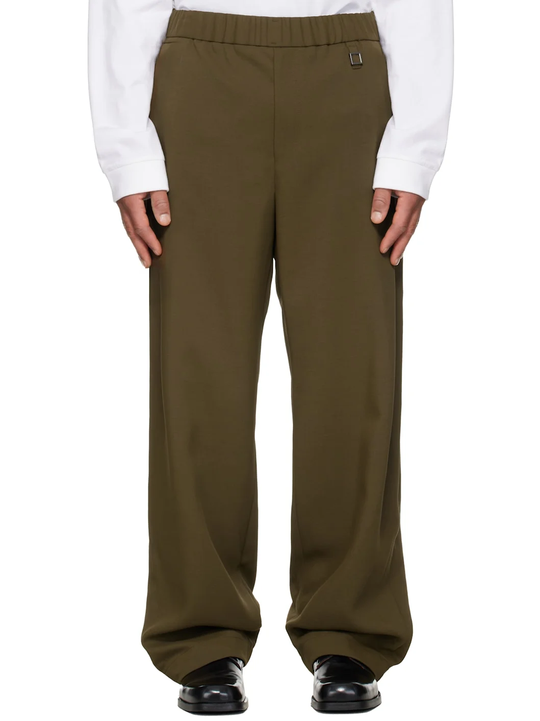 Khaki Twill Elasticized Waist Trousers - 1
