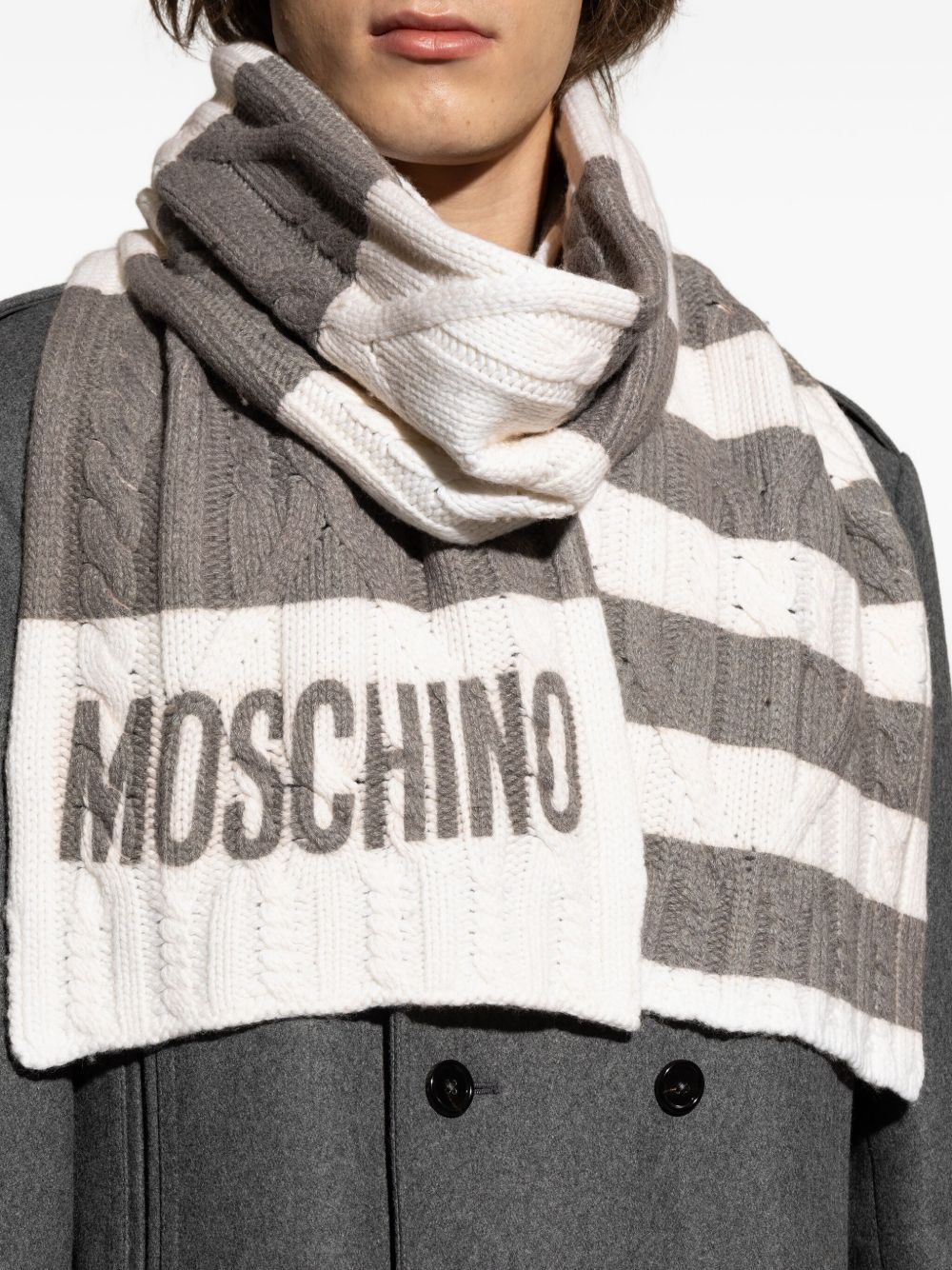cable-knit panelled scarf - 5