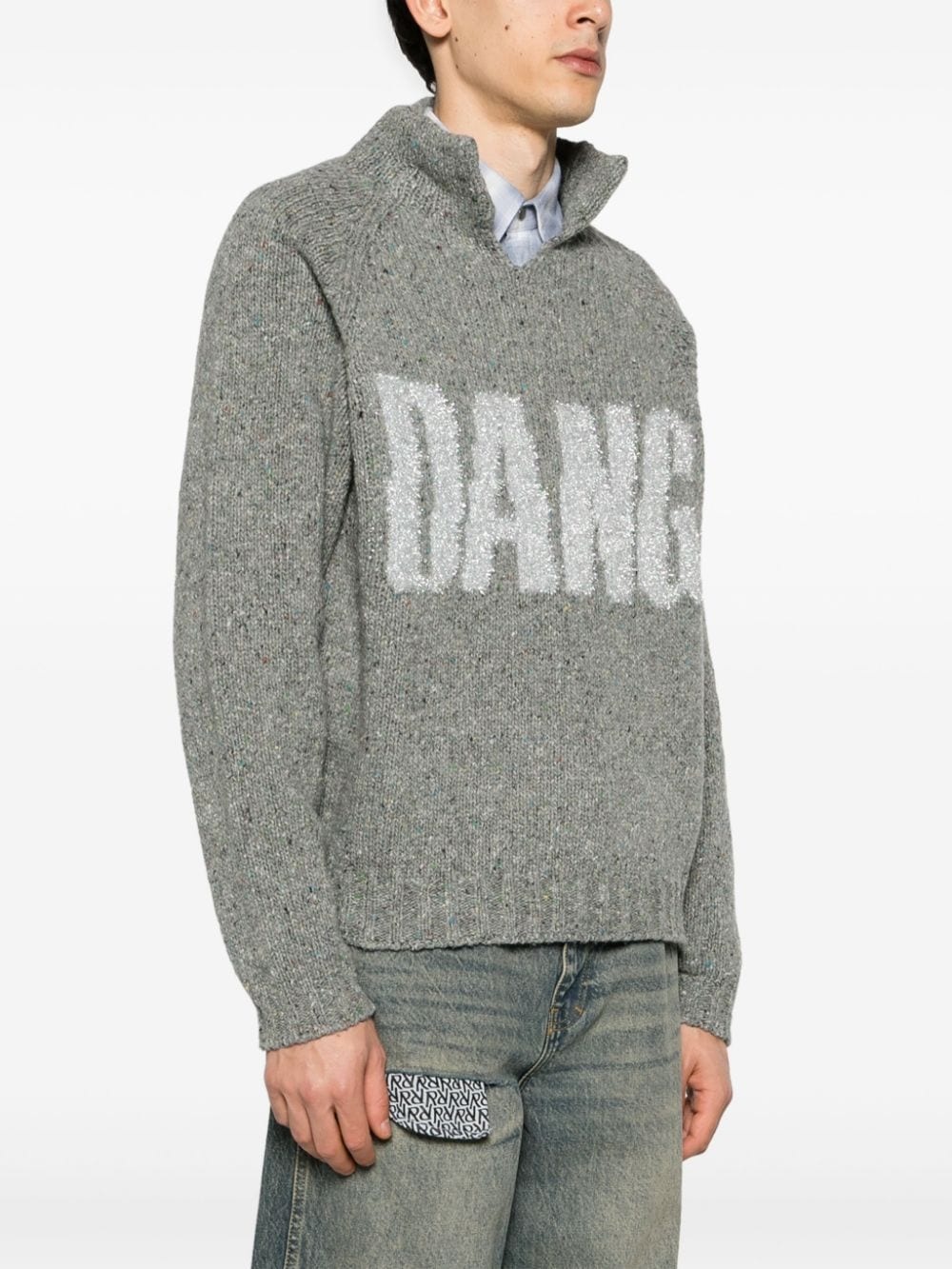 split-neck speckle-knit jumper - 6