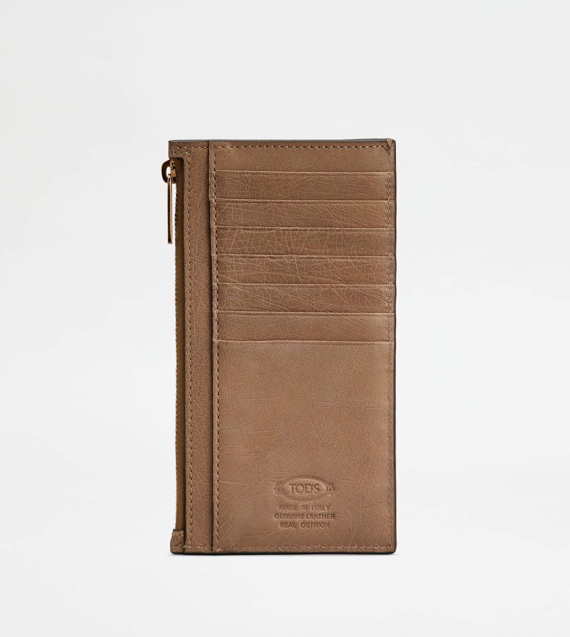 CARD HOLDER IN OSTRICH - BEIGE - 2
