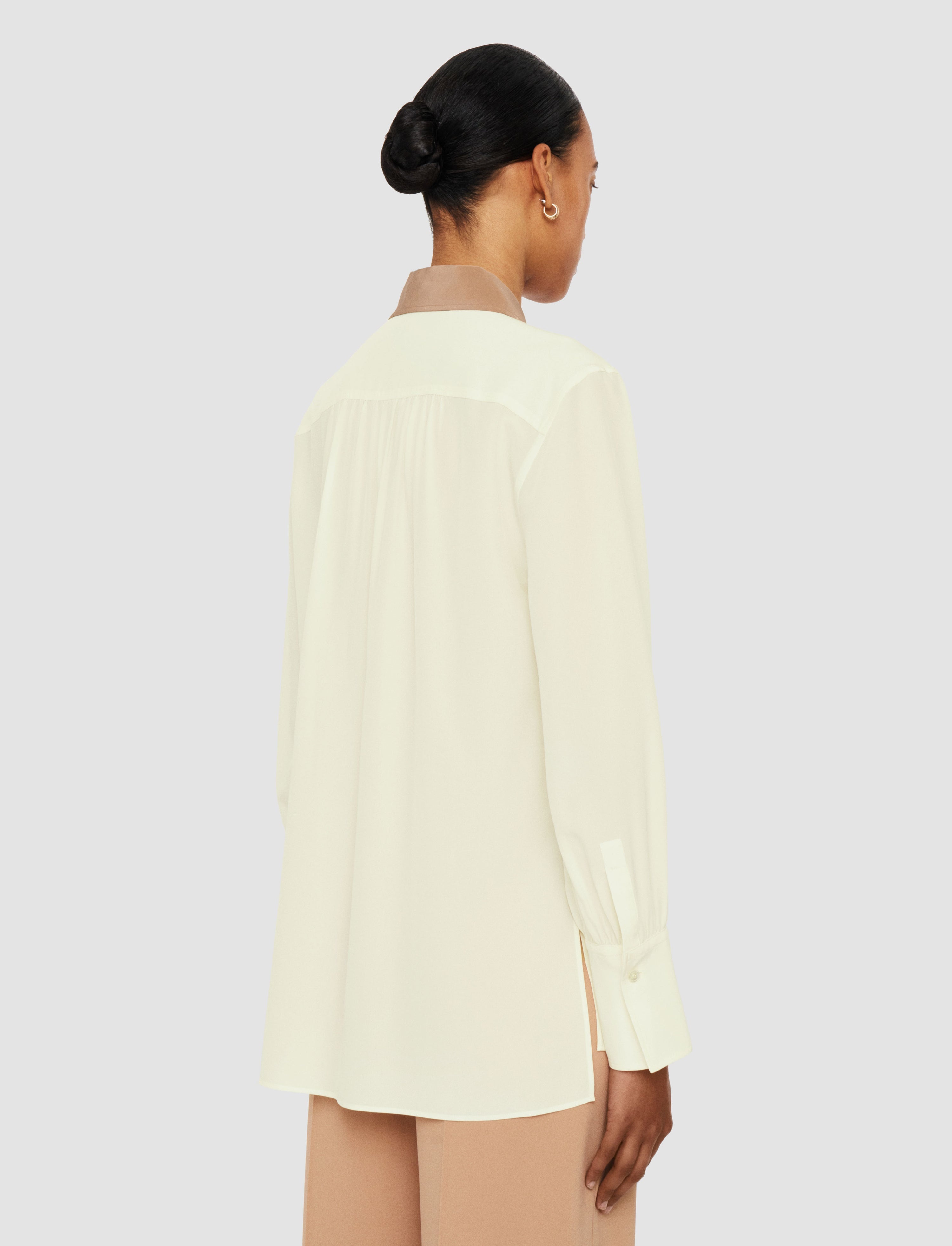 Evora Silk Crepe de Chine Colourblock Blouse - 4