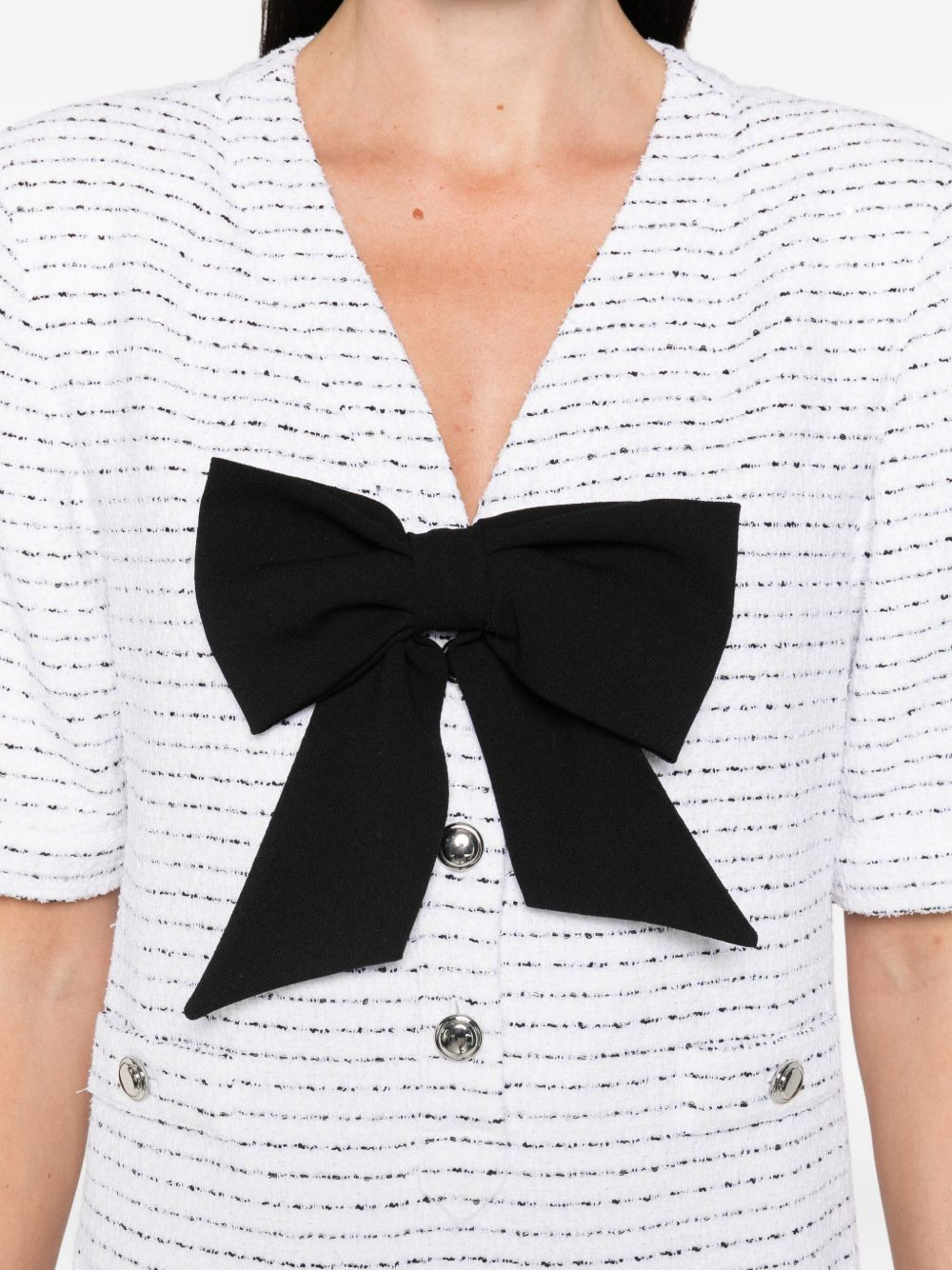 bow-detail tweed dress - 5
