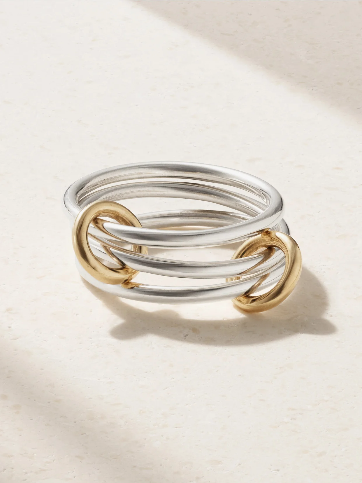 Solarium Set Of Three Sterling Silver And 18-karat Gold Rings - 1