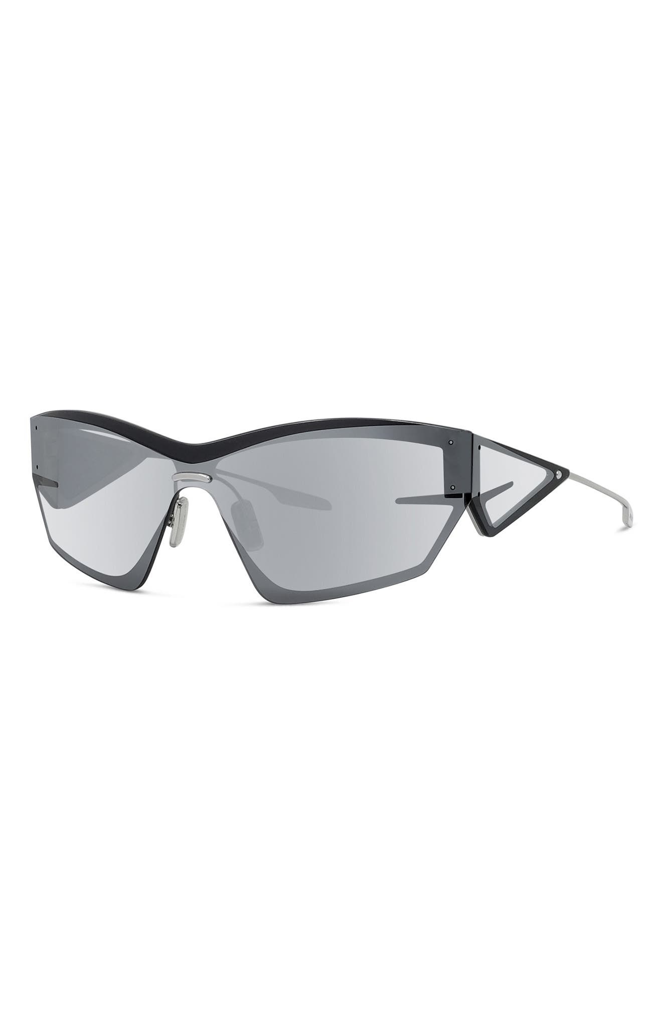 Givenchy Giv Cut 69mm Oversize Geometric Sunglasses in Shiny Palladium /Smoke Mirror at Nordstrom - 2