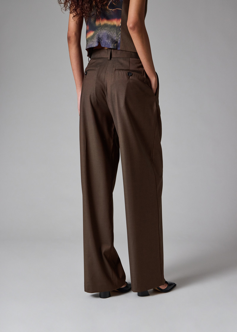 Women's Brown Tonic Wool Wide-Leg Trousers 6