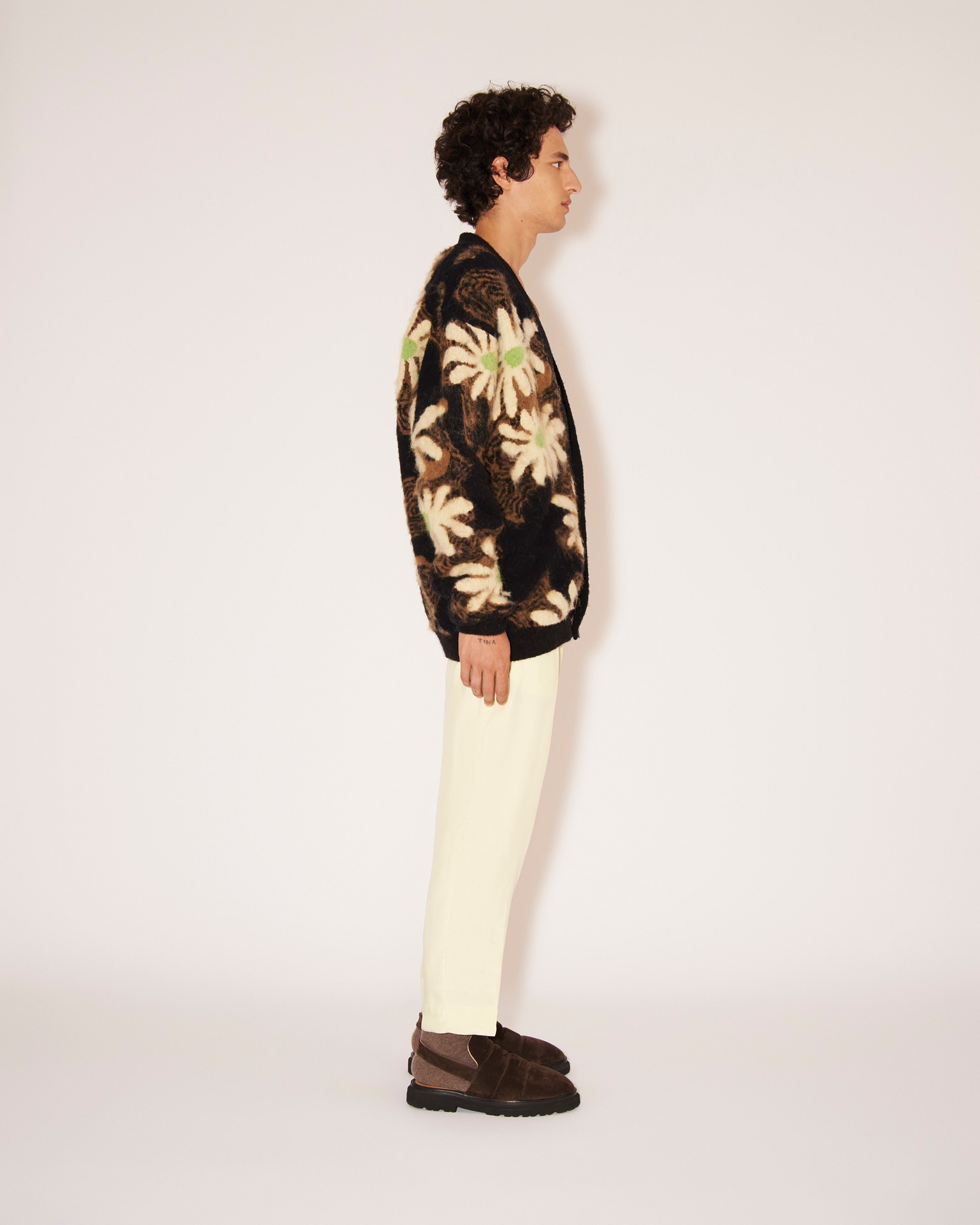 TAIKI - Brushed alpaca floral cardigan - Black - 3