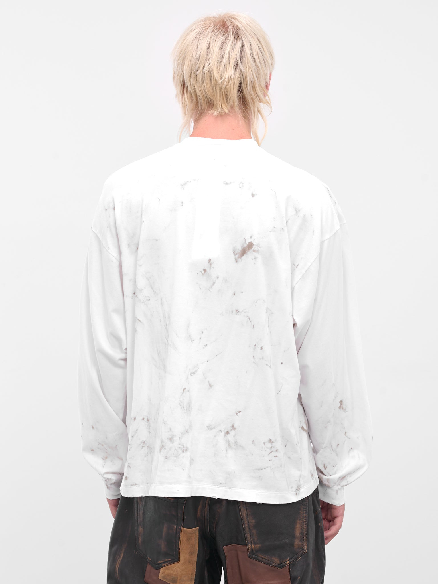 White Distressed Teddy Bear Tee - 3